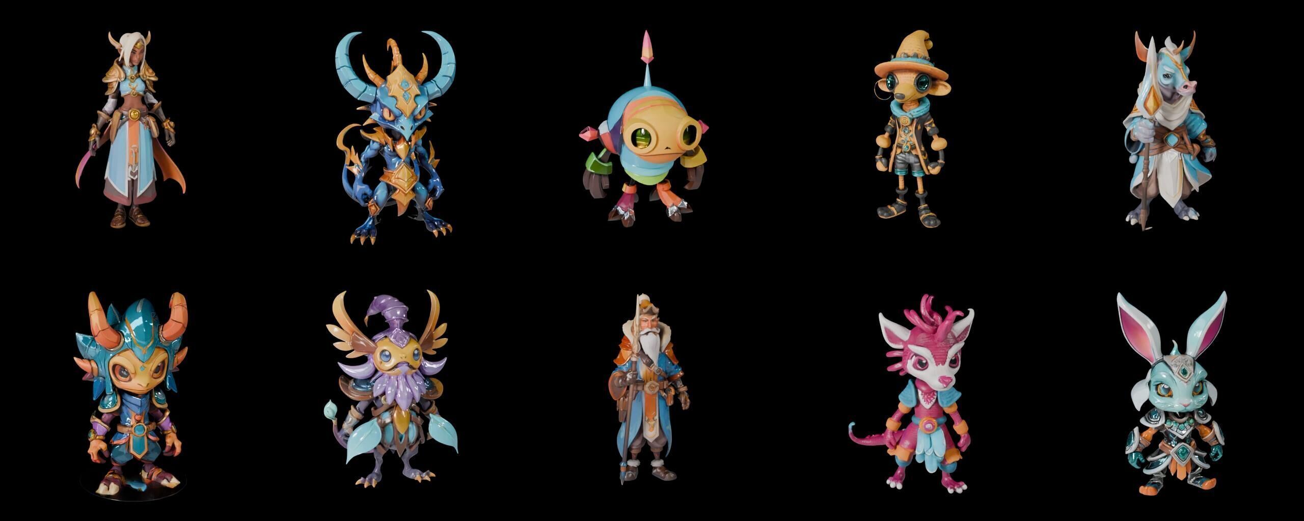 Base warrriorB bundle 10 pack 100 fbx Low-poly 3D model_7