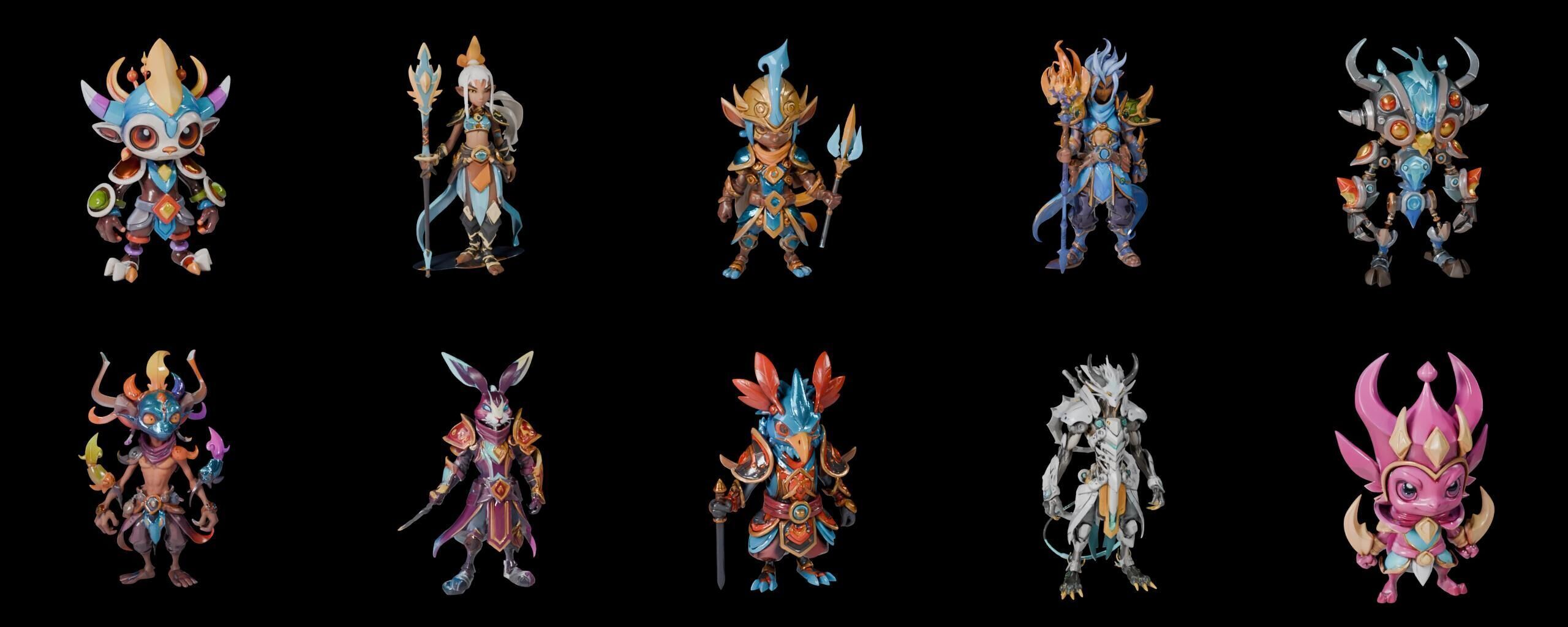 Base warrriorB bundle 10 pack 100 fbx Low-poly 3D model_17