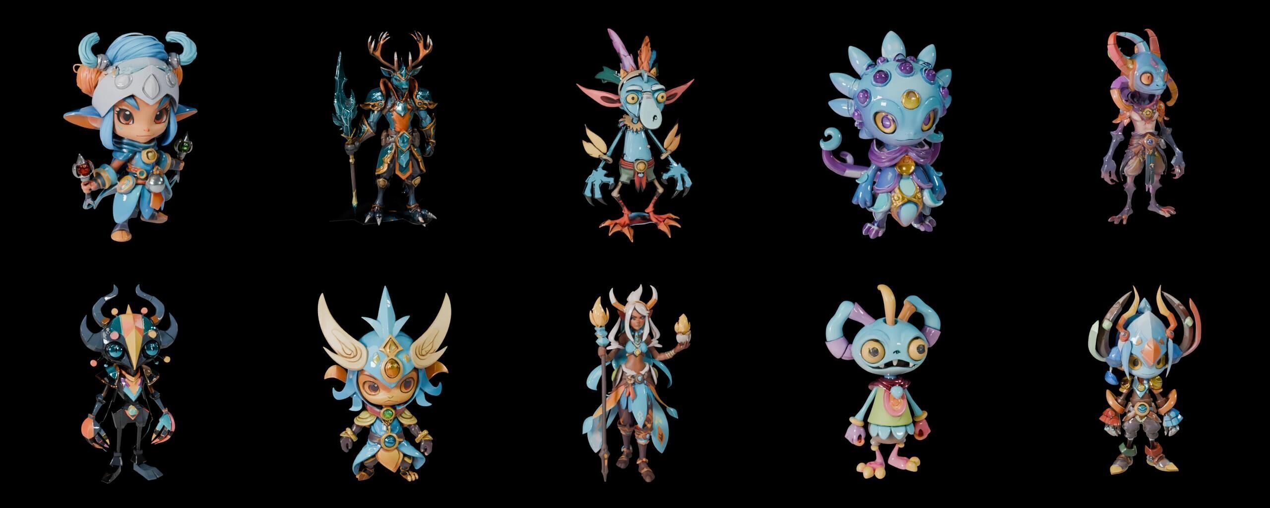 Base warrriorB bundle 10 pack 100 fbx Low-poly 3D model_11