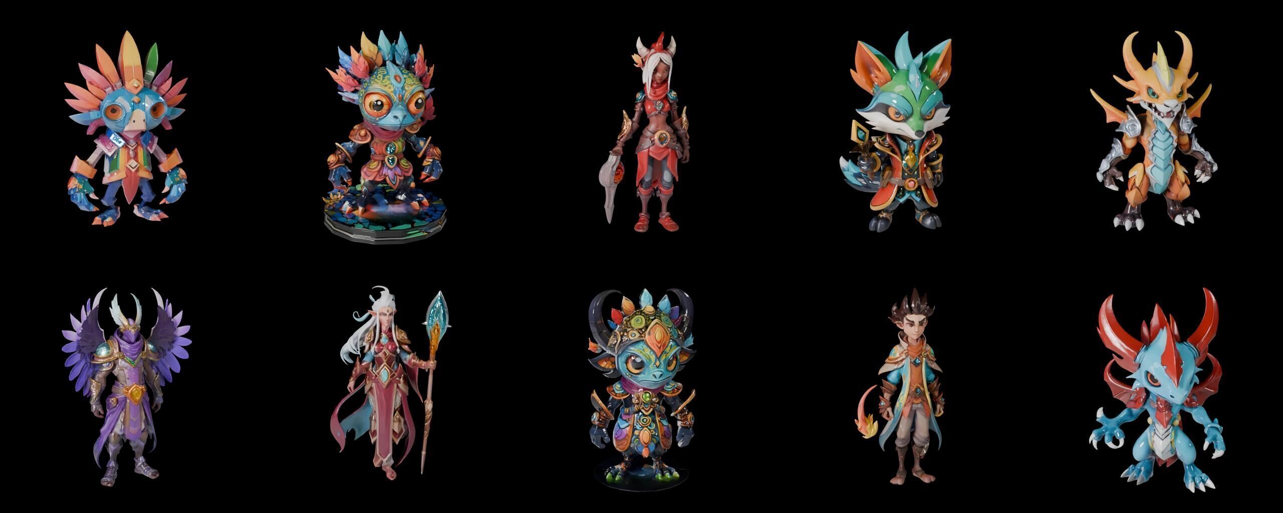 Base warrriorB bundle 10 pack 100 fbx Low-poly 3D model_15