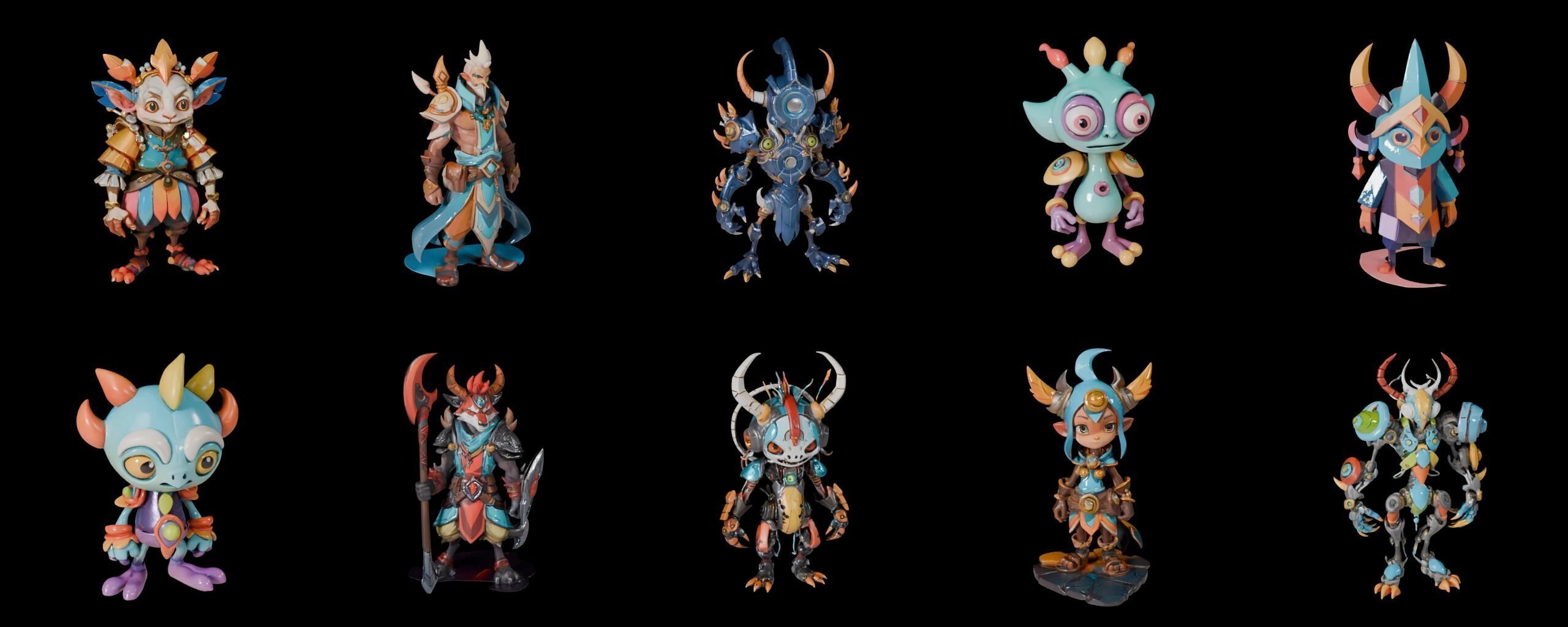 Base warrriorB bundle 10 pack 100 fbx Low-poly 3D model_9