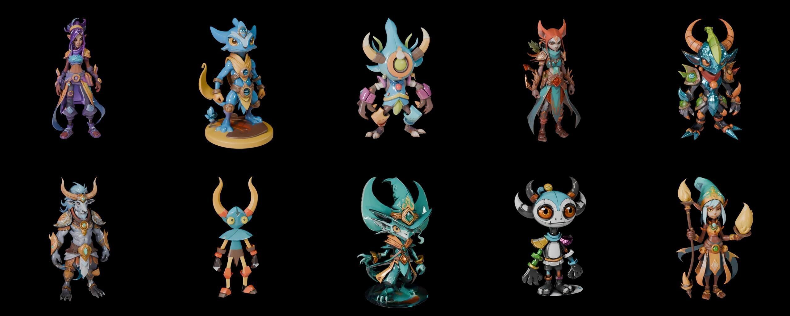 Base warrriorB bundle 10 pack 100 fbx Low-poly 3D model_13