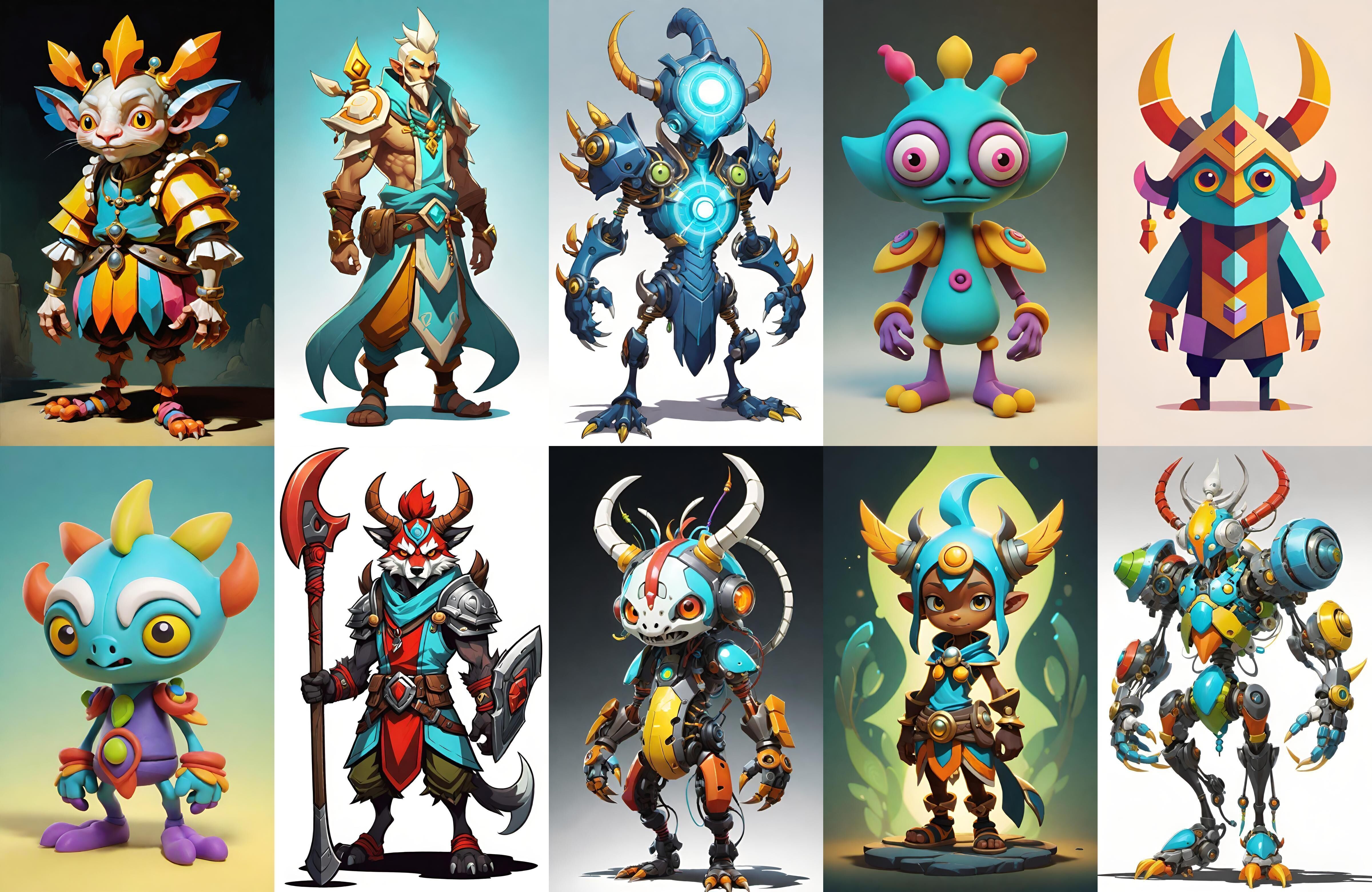 Base warrriorB bundle 10 pack 100 fbx Low-poly 3D model_8