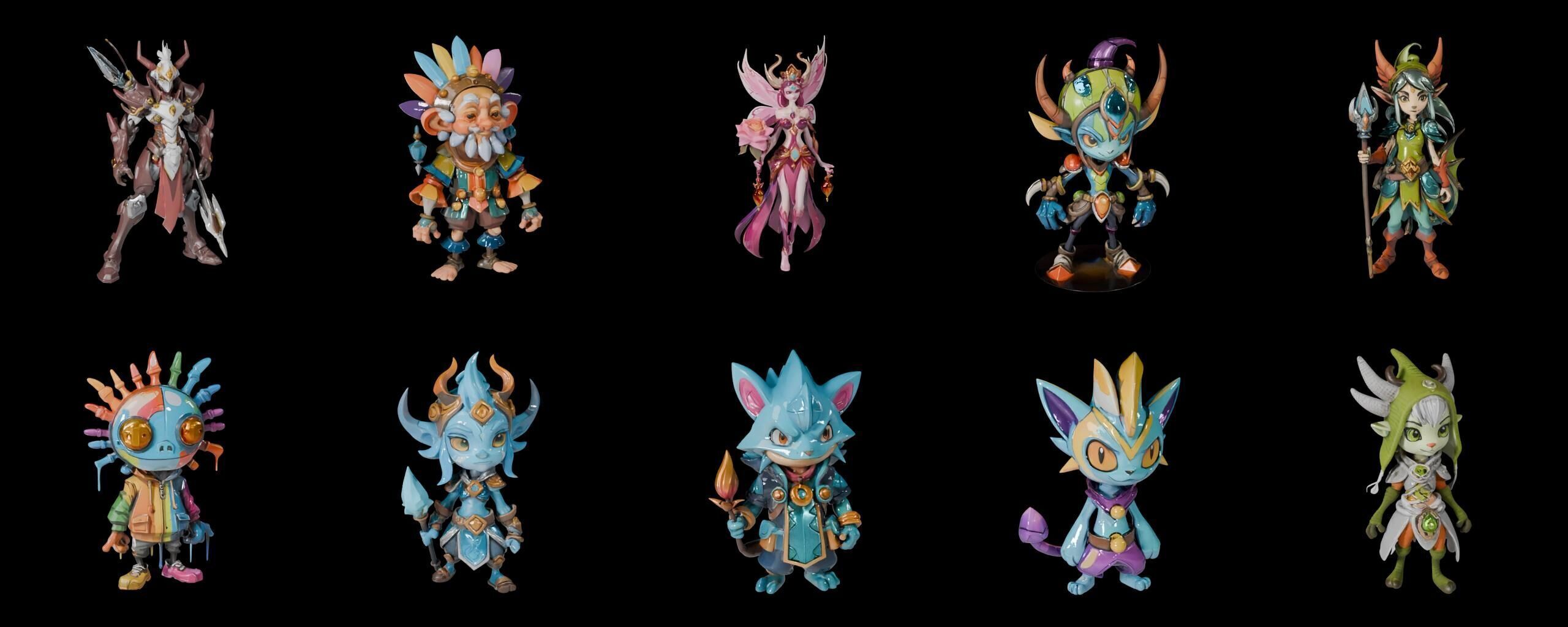 Base warrriorB bundle 10 pack 100 fbx Low-poly 3D model_1