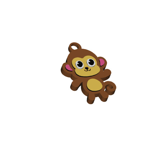 Monkey Keychain Free 3D Print Model 3D print model_2
