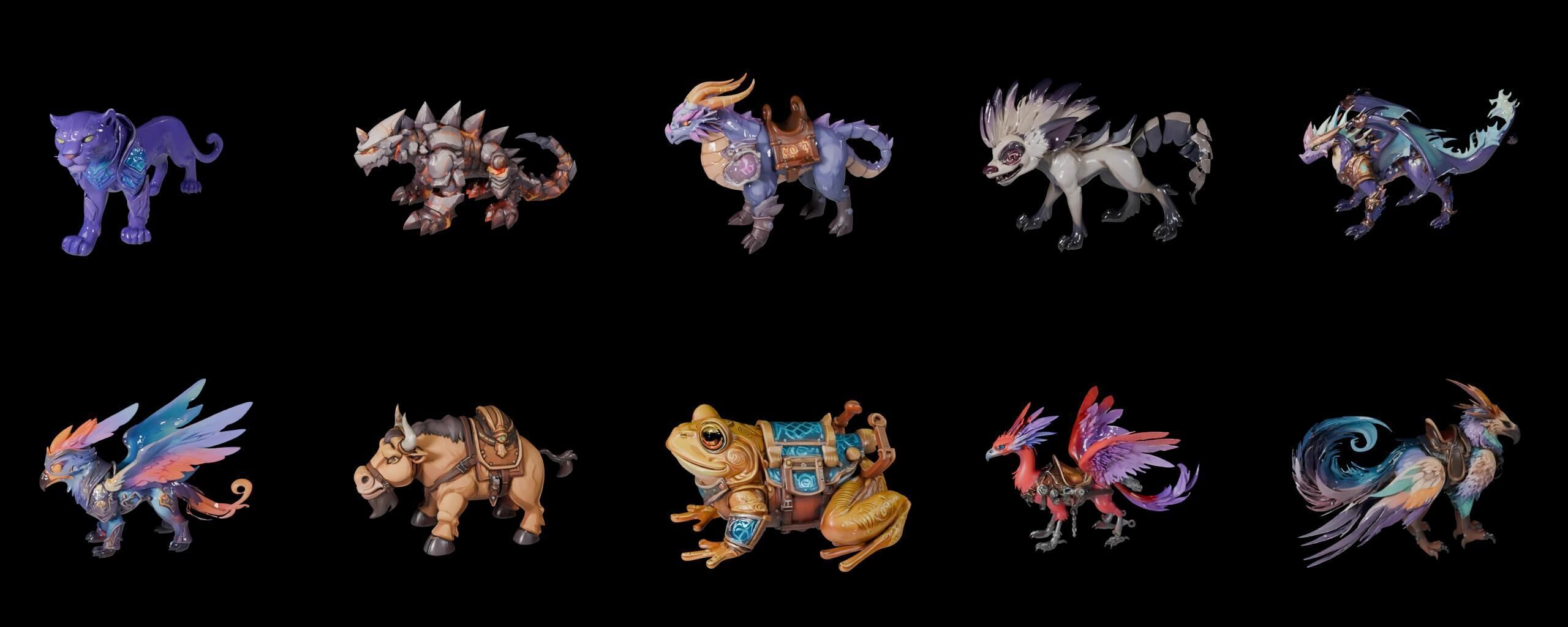 Base Mount bundle 8 pack 81 fbx Low-poly 3D model_1