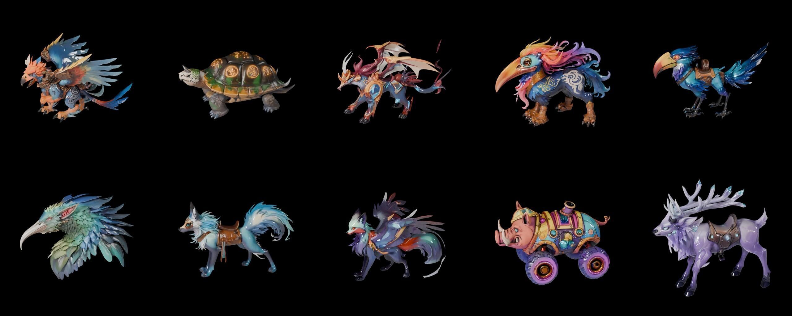 Base Mount bundle 7 pack 100 fbx Low-poly 3D model_9