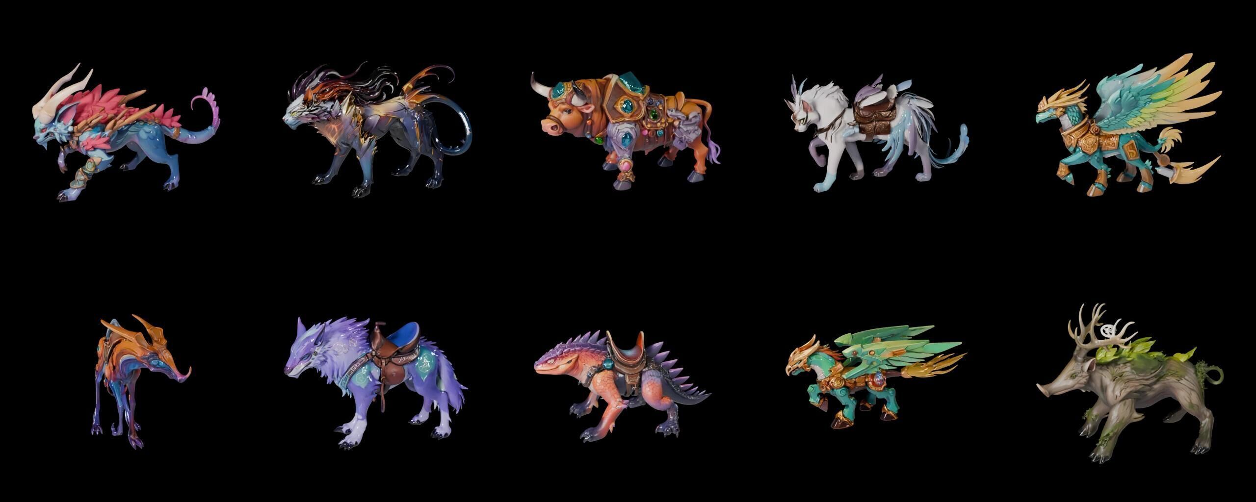 Base Mount bundle 7 pack 100 fbx Low-poly 3D model_1