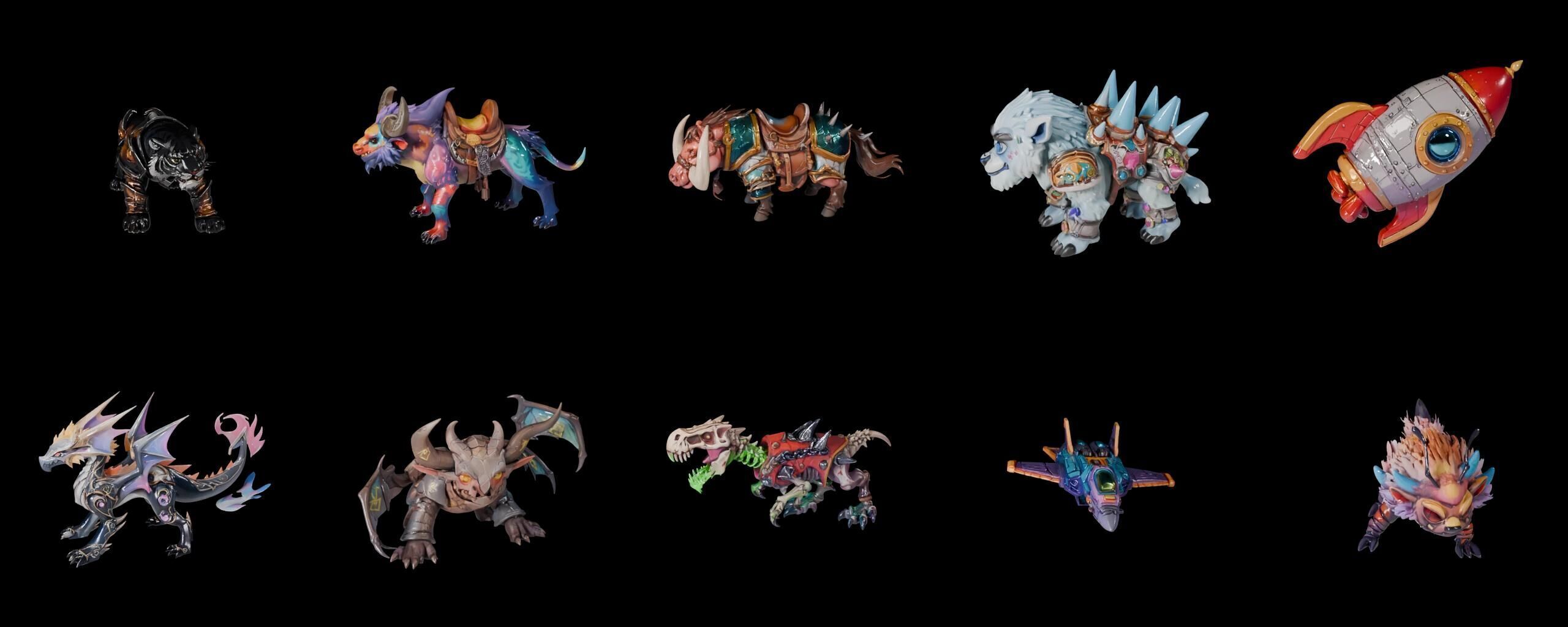 Base Mount bundle 7 pack 100 fbx Low-poly 3D model_15