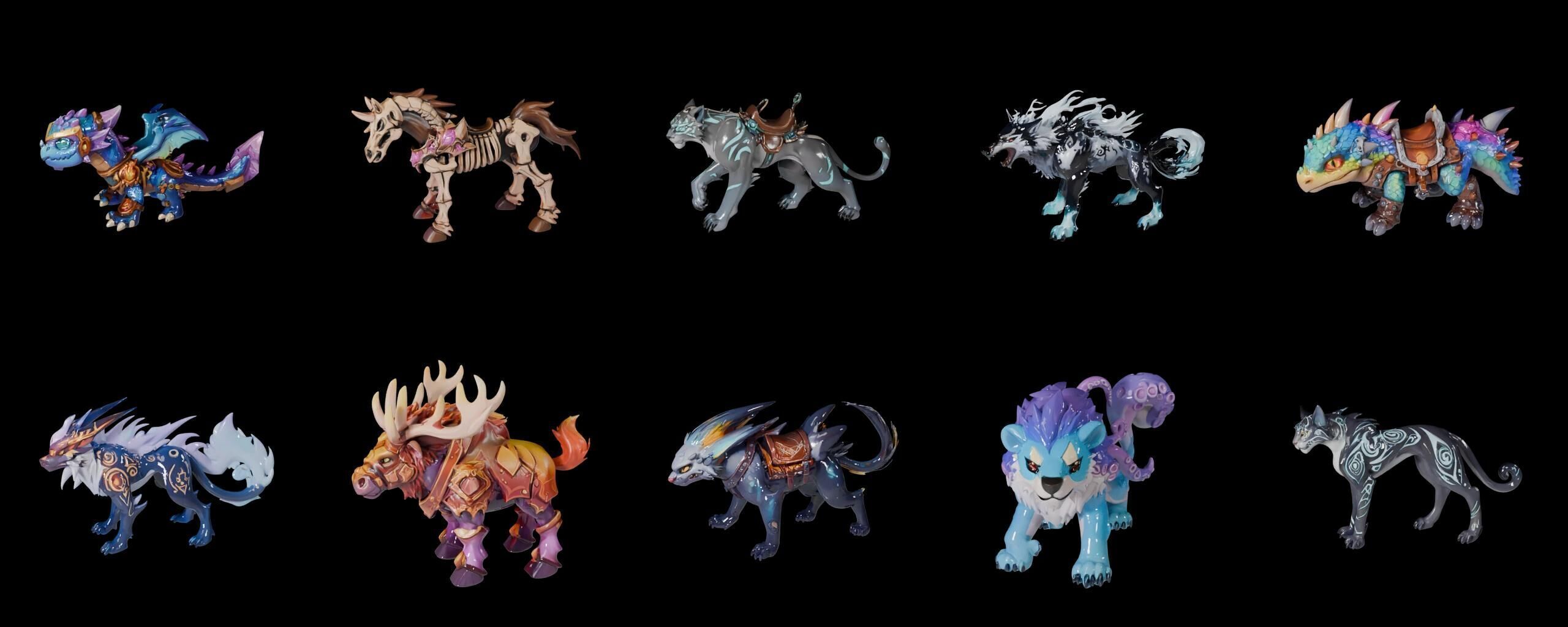 Base Mount bundle 7 pack 100 fbx Low-poly 3D model_3