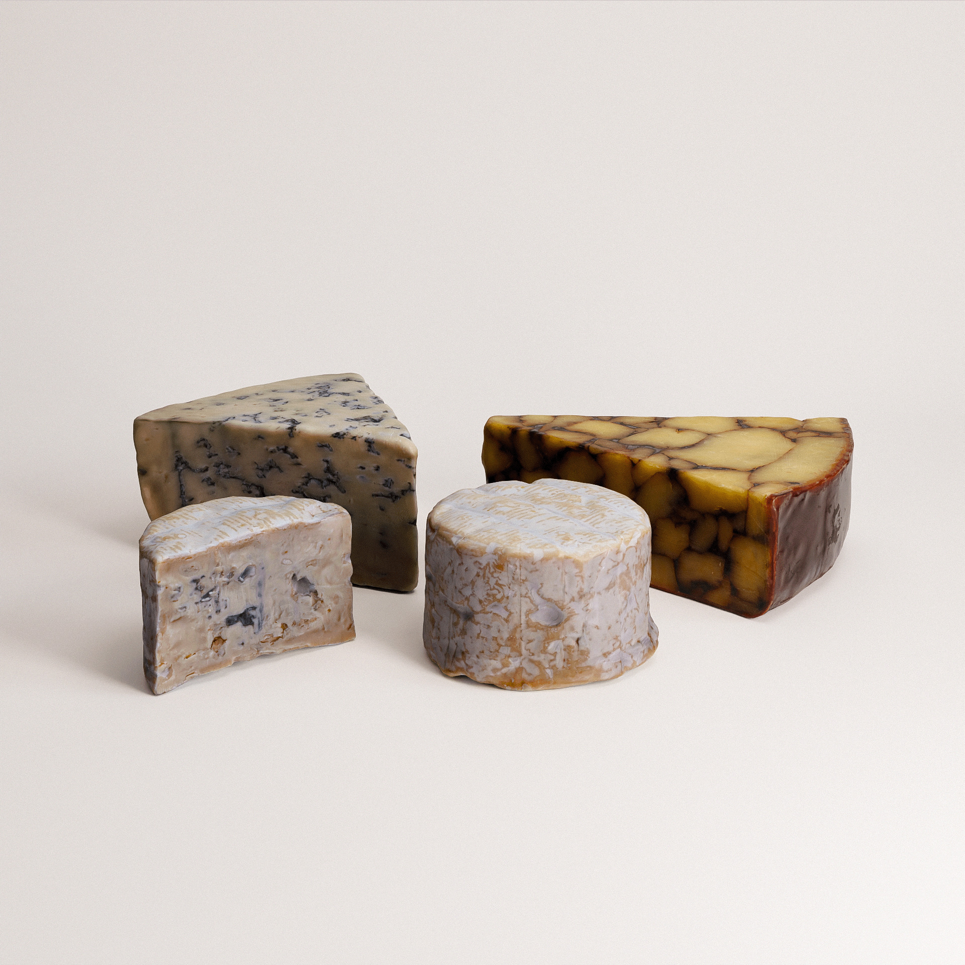 Cheese Set 02 Low-poly 3D model_2