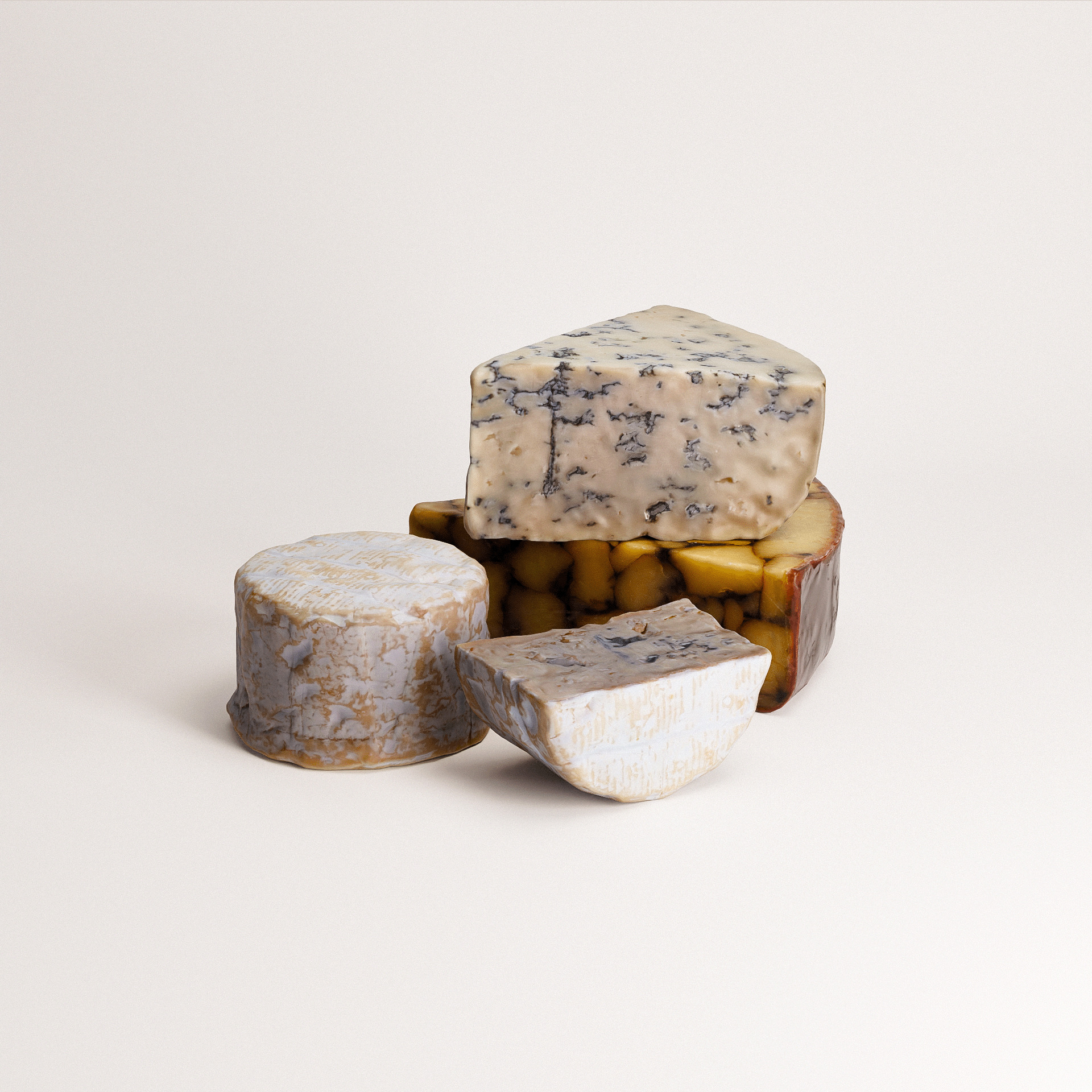 Cheese Set 02 Low-poly 3D model_5