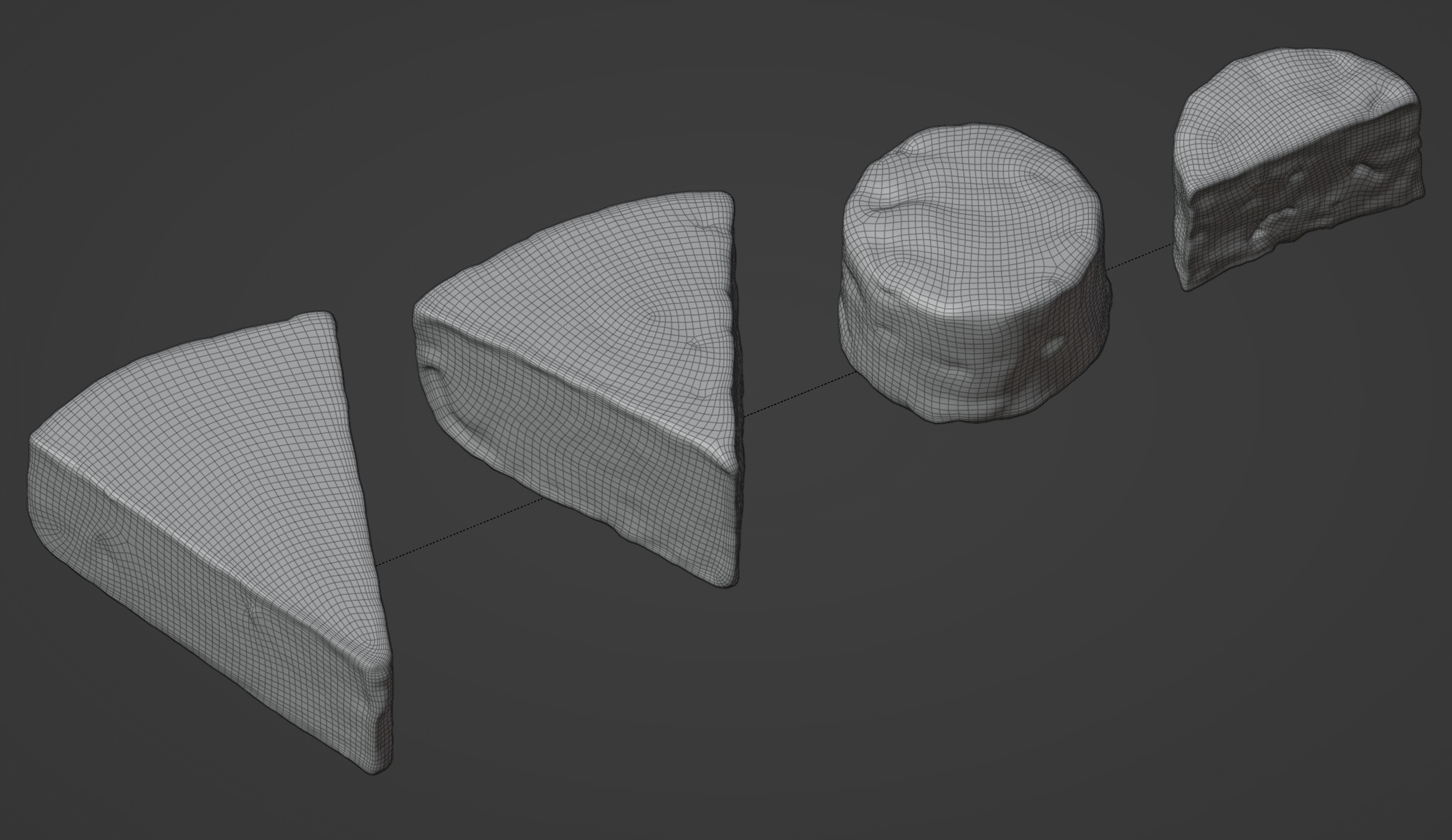 Cheese Set 02 Low-poly 3D model_7