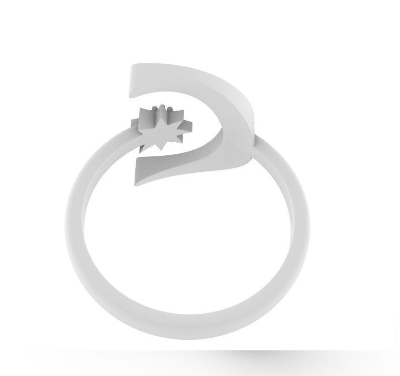 Ring Moon and Star  3D print model_3