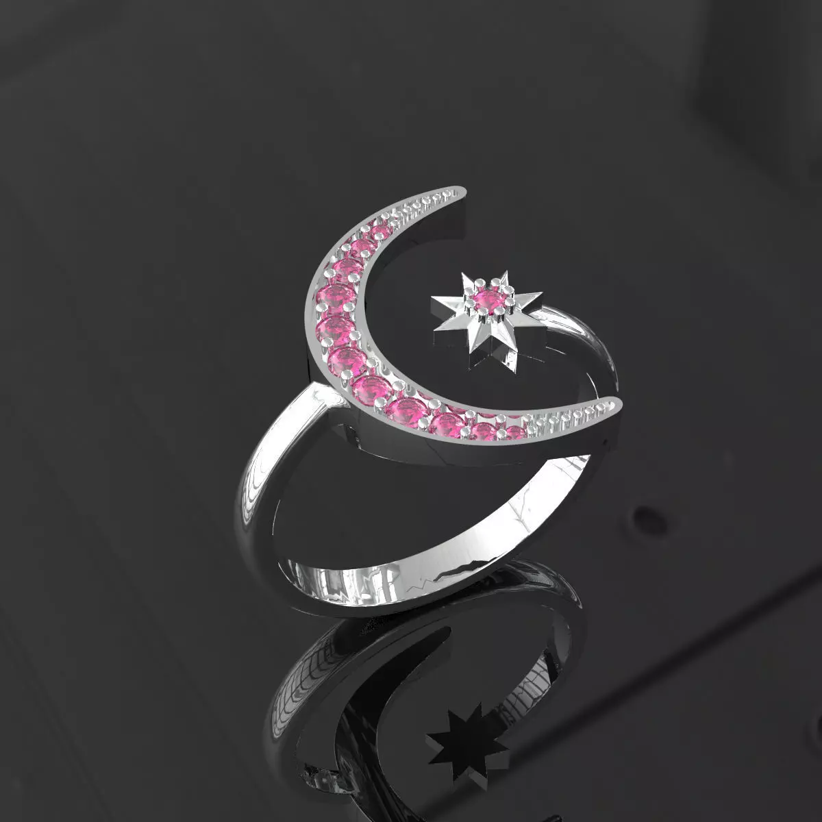 Ring Moon and Star  3D print model_0