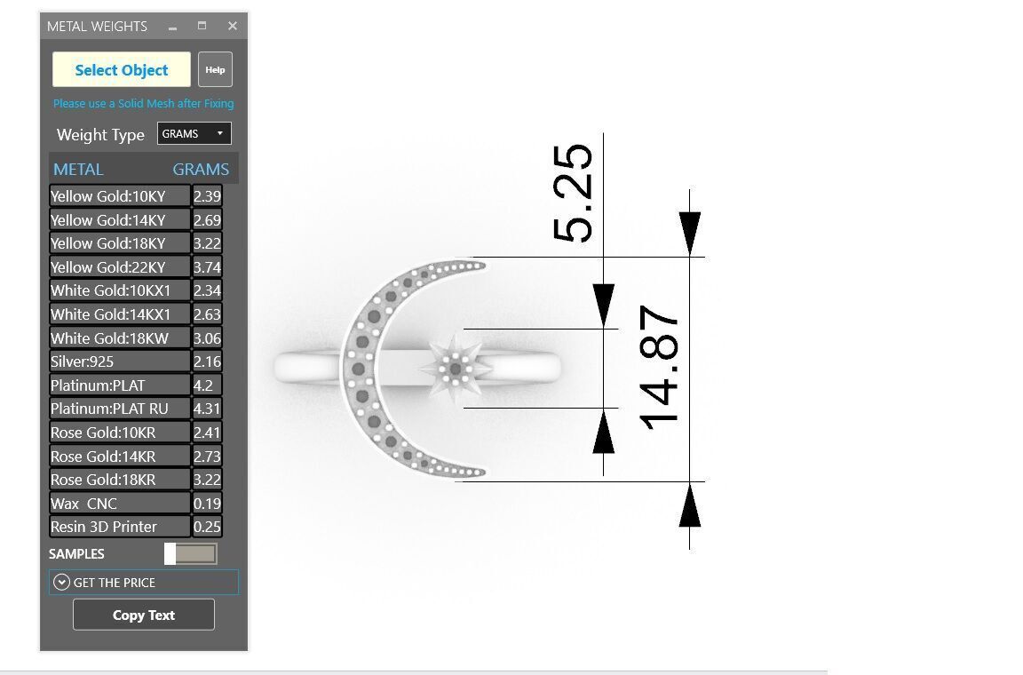 Ring Moon and Star  3D print model_1