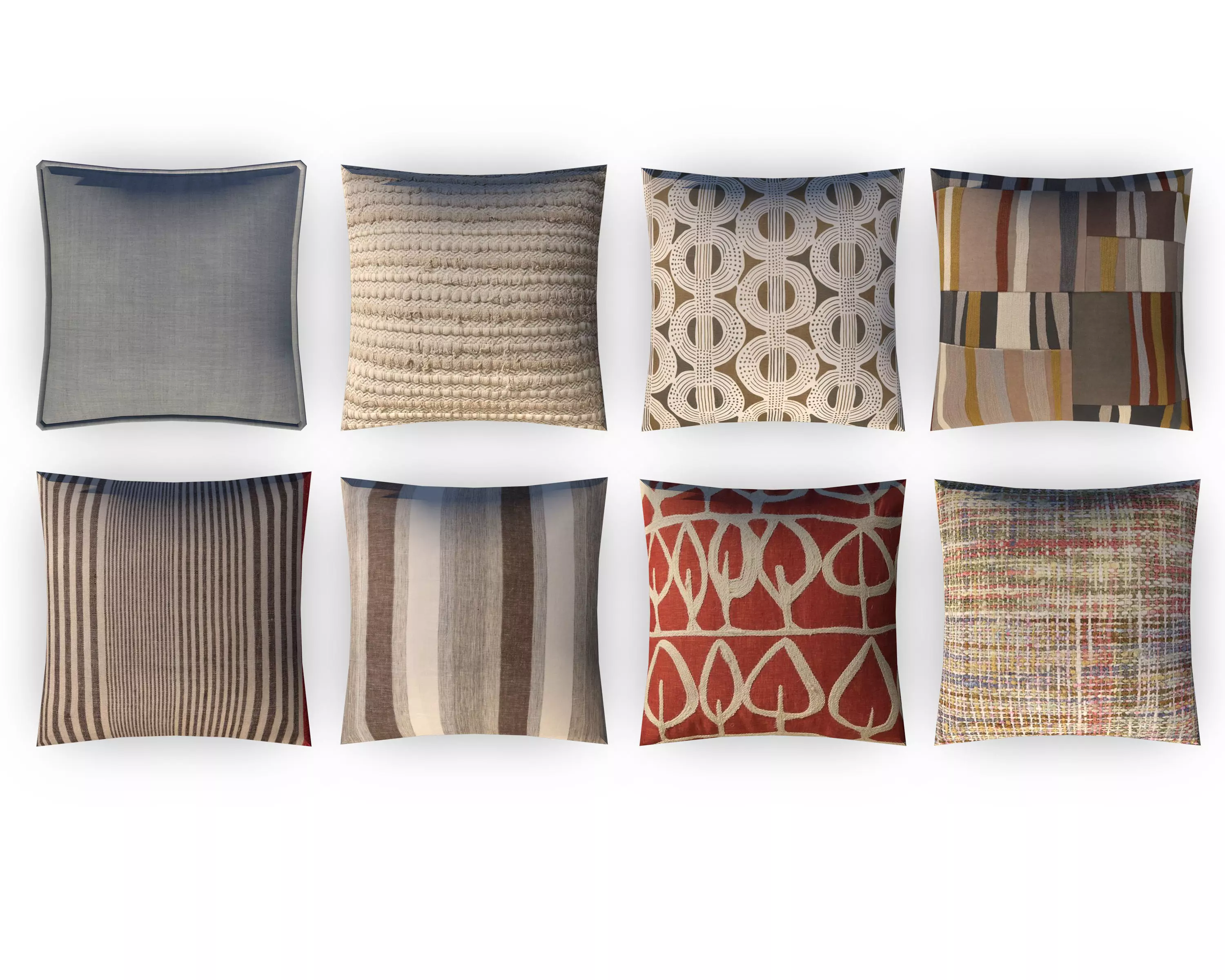 Fabric Pillow pack 8 Low-poly 3D model_0