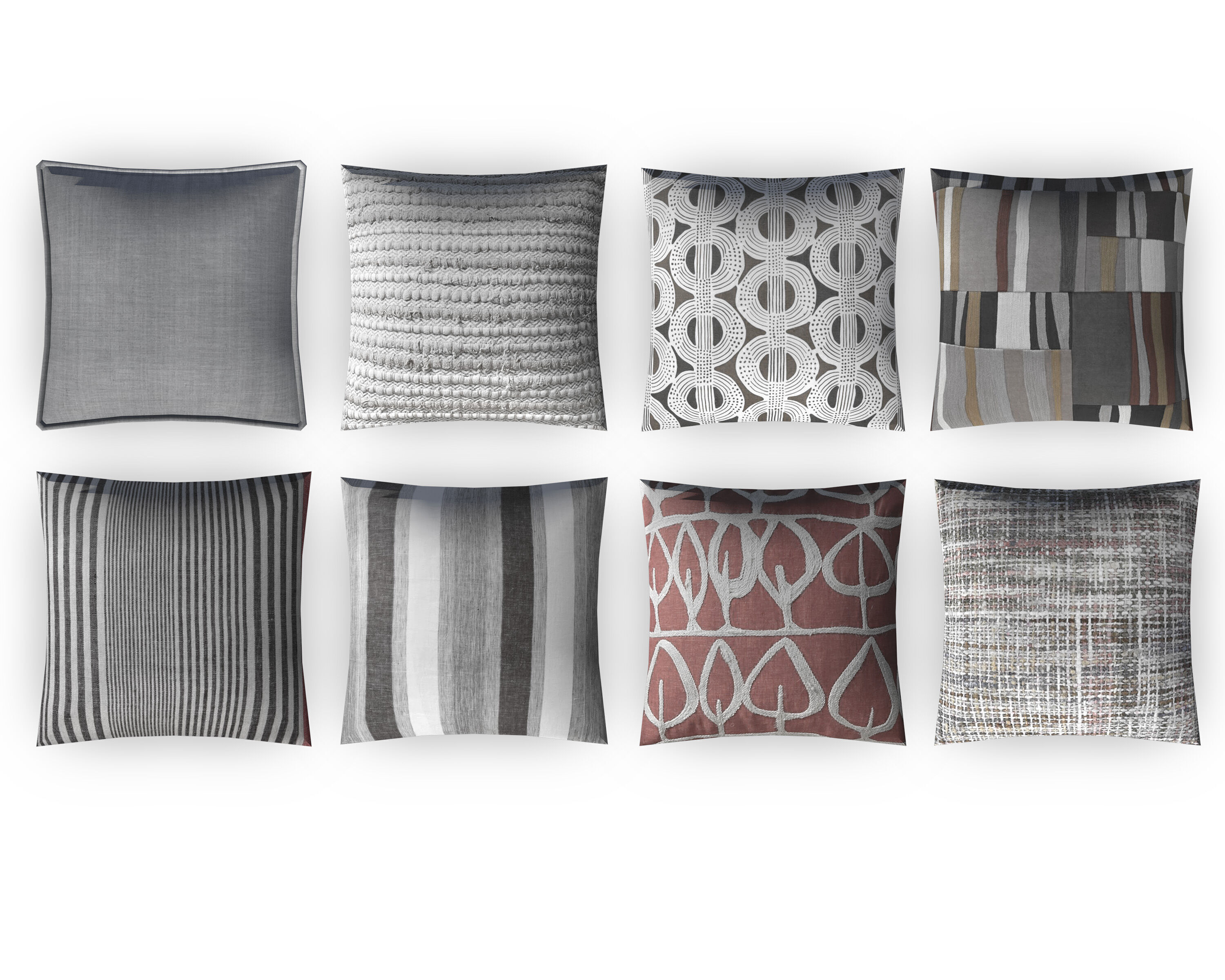 Fabric Pillow pack 8 Low-poly 3D model_2