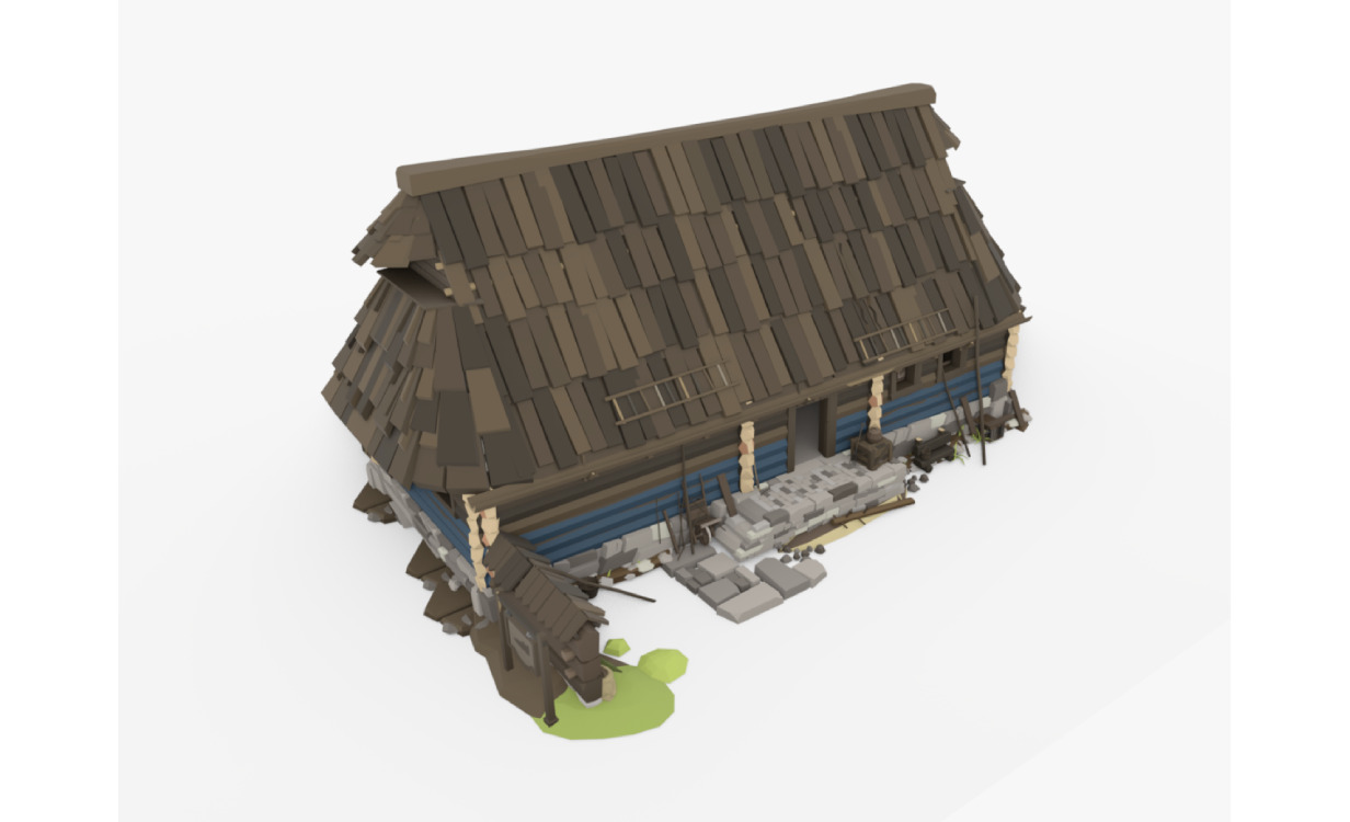 Stylized Low-Poly Game Village House for Creative Projects Free low-poly 3D model_1
