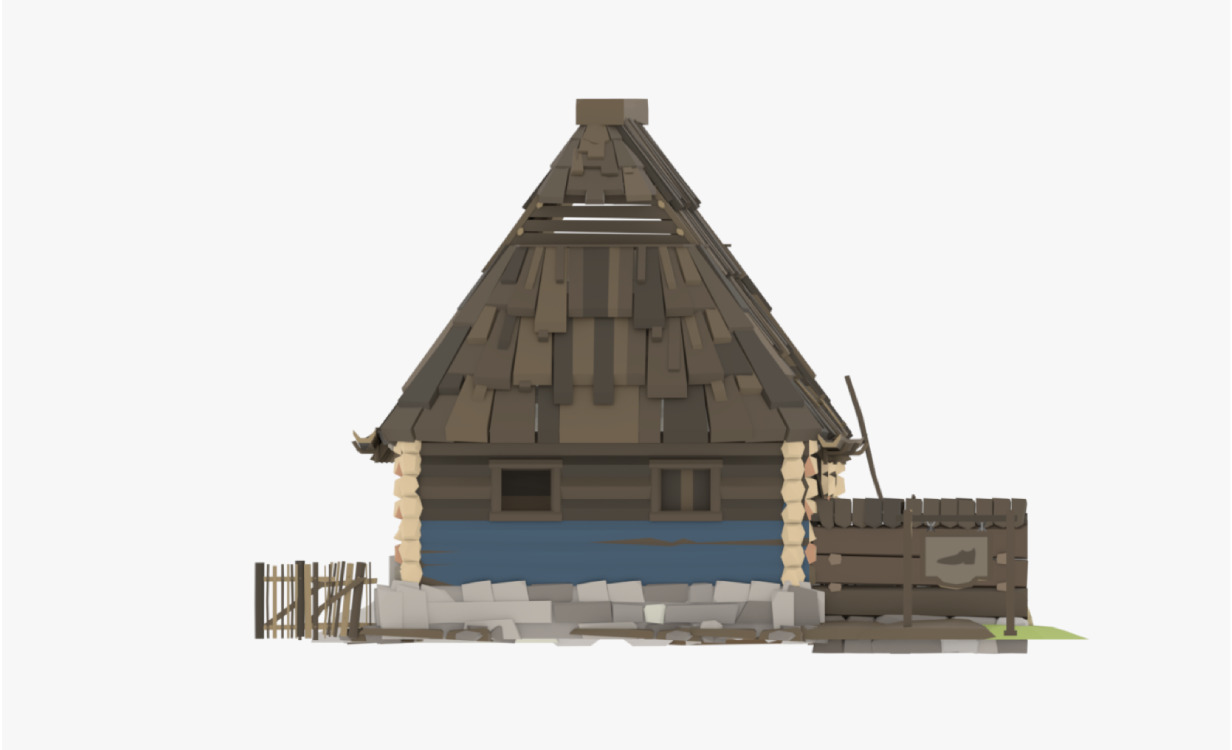Stylized Low-Poly Game Village House for Creative Projects Free low-poly 3D model_6