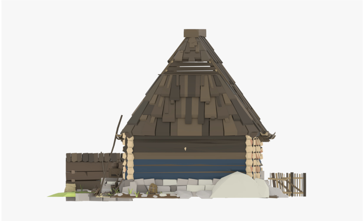 Stylized Low-Poly Game Village House for Creative Projects Free low-poly 3D model_5