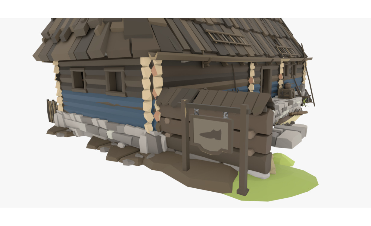 Stylized Low-Poly Game Village House for Creative Projects Free low-poly 3D model_7