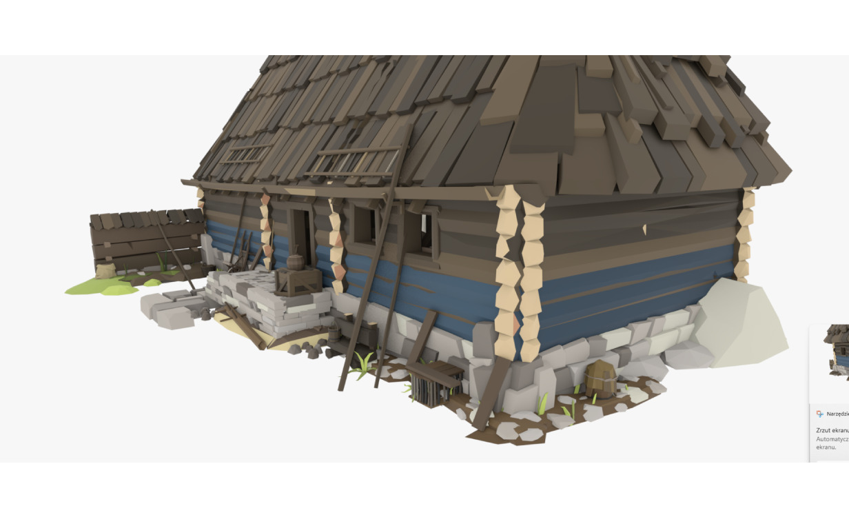 Stylized Low-Poly Game Village House for Creative Projects Free low-poly 3D model_8