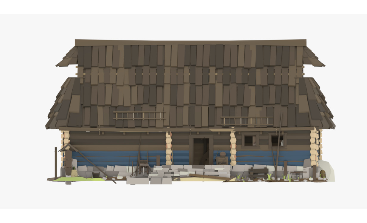 Stylized Low-Poly Game Village House for Creative Projects Free low-poly 3D model_4