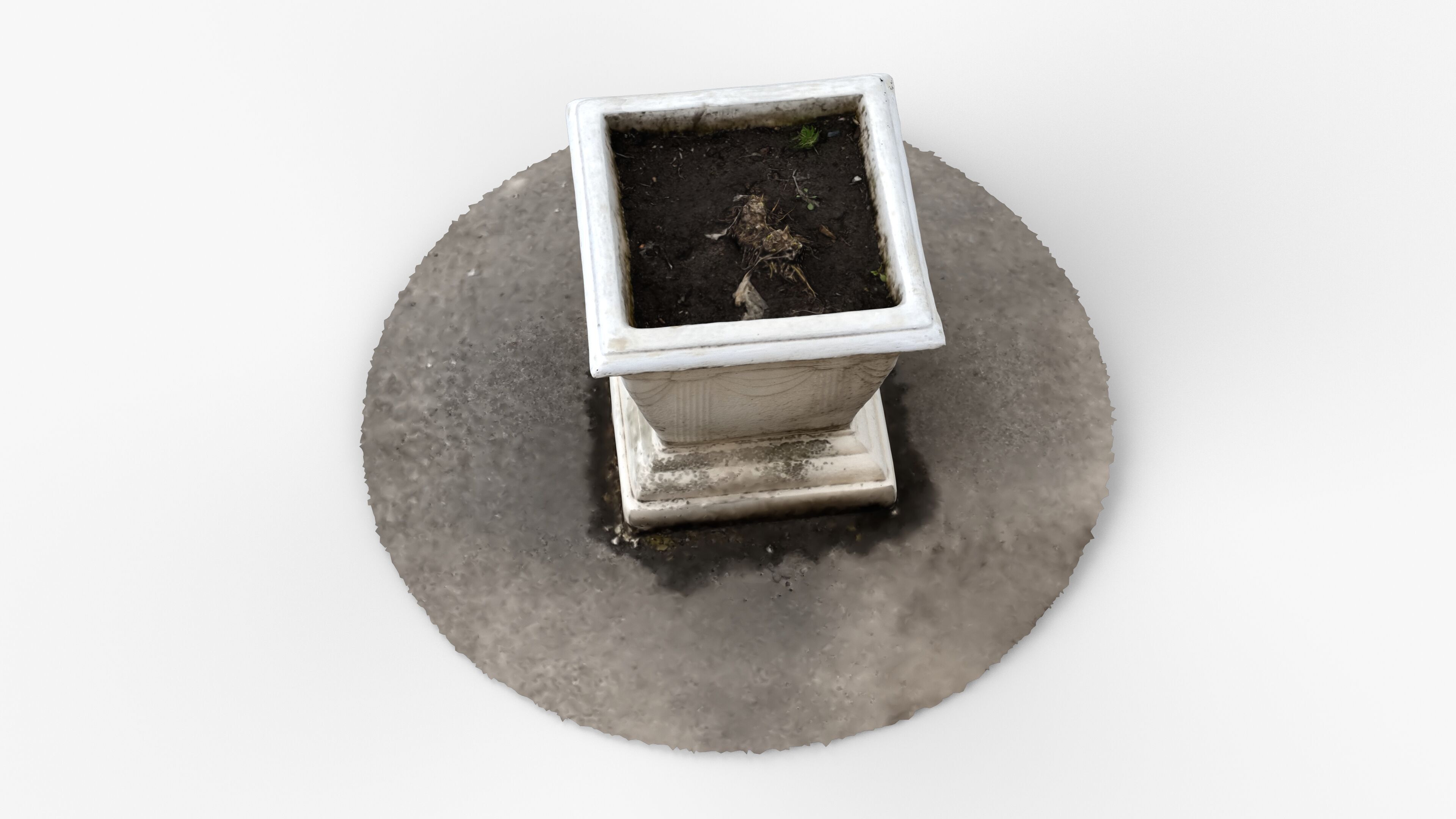 Photorealistic 3D scan of concrete empty planter Low-poly 3D model_2