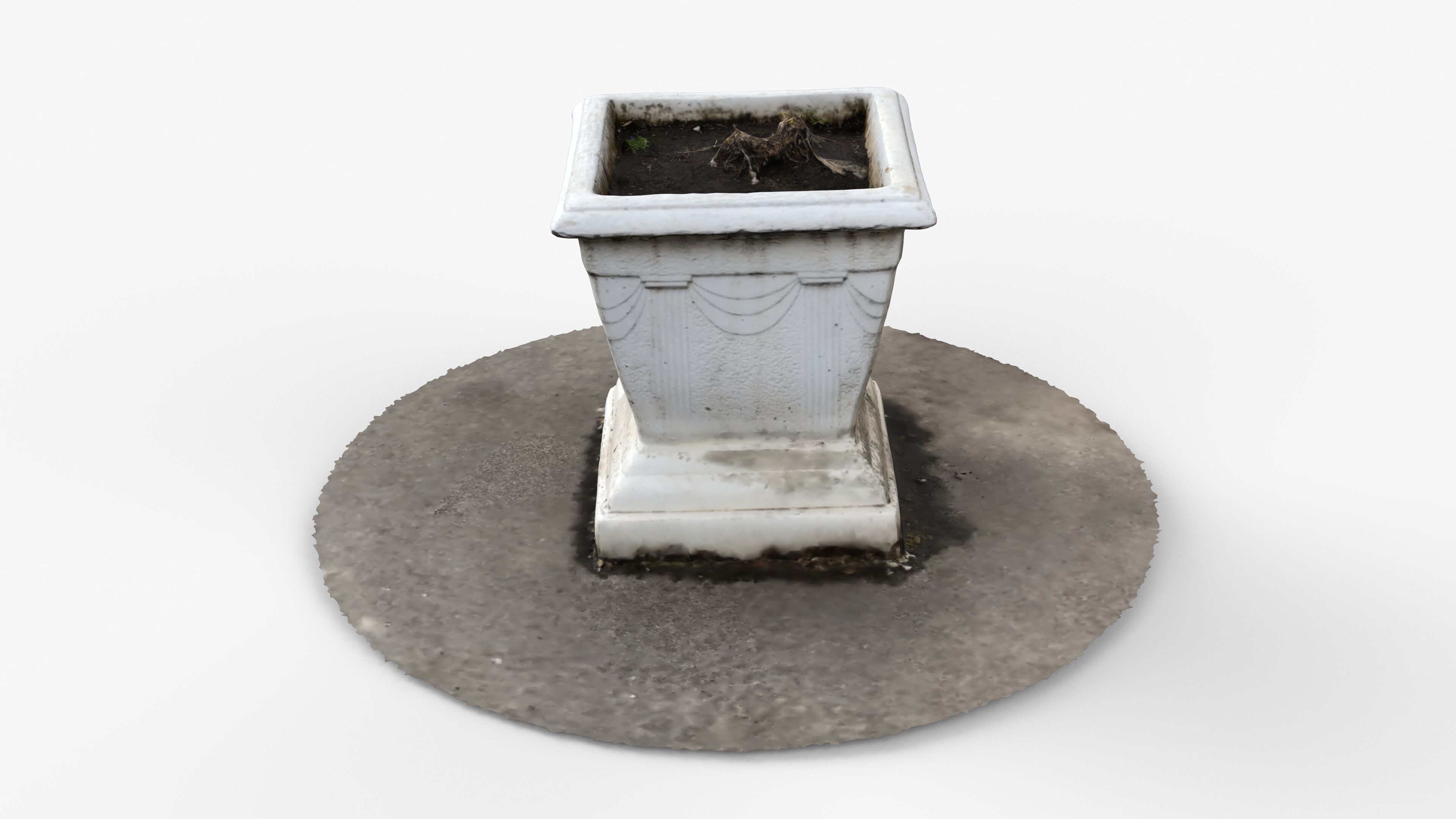 Photorealistic 3D scan of concrete empty planter Low-poly 3D model_9