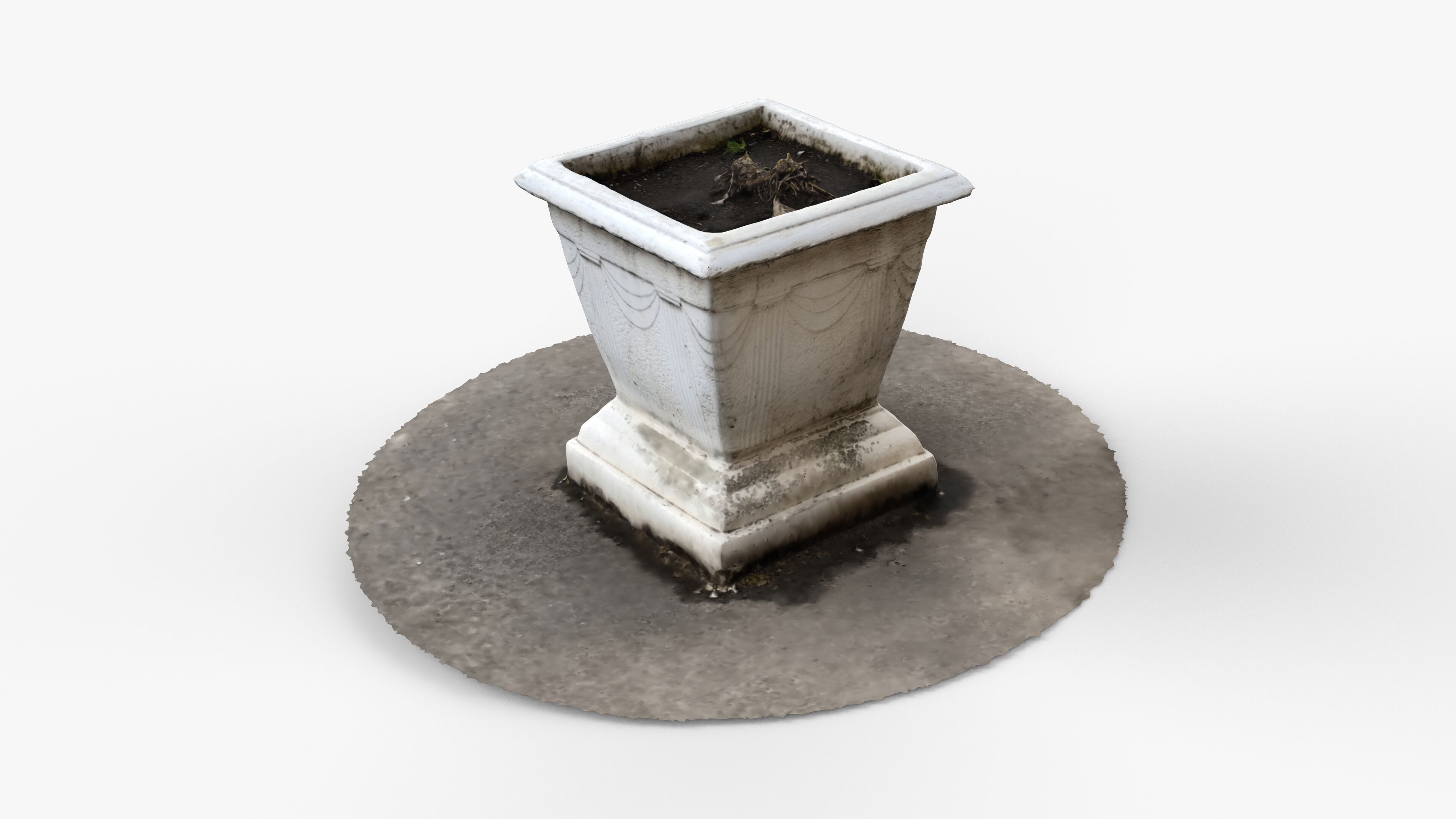 Photorealistic 3D scan of concrete empty planter Low-poly 3D model_6