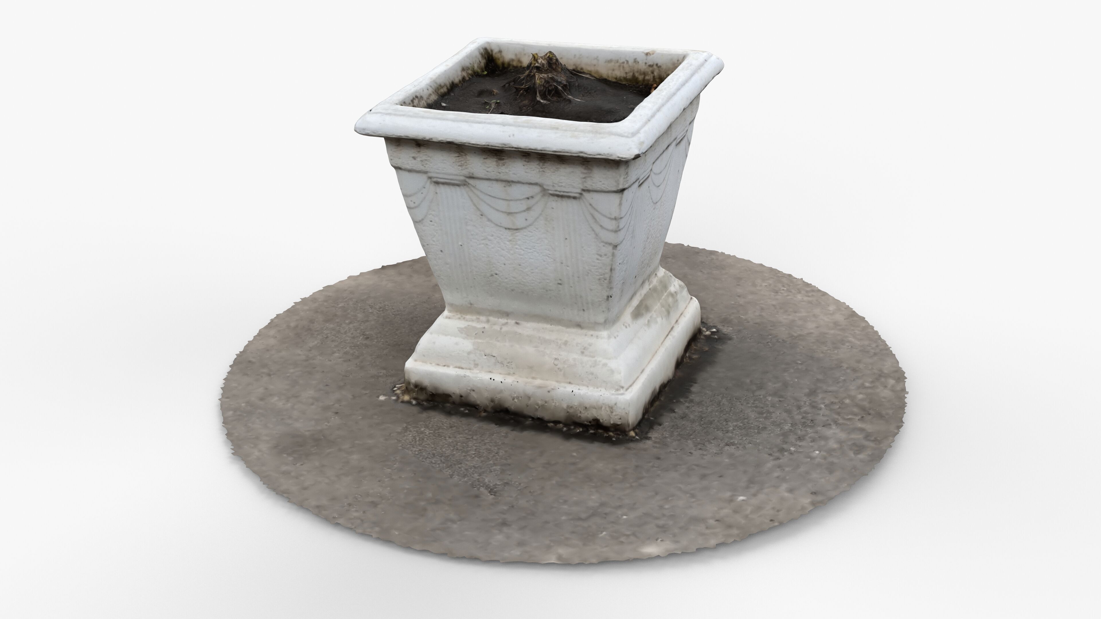 Photorealistic 3D scan of concrete empty planter Low-poly 3D model_13