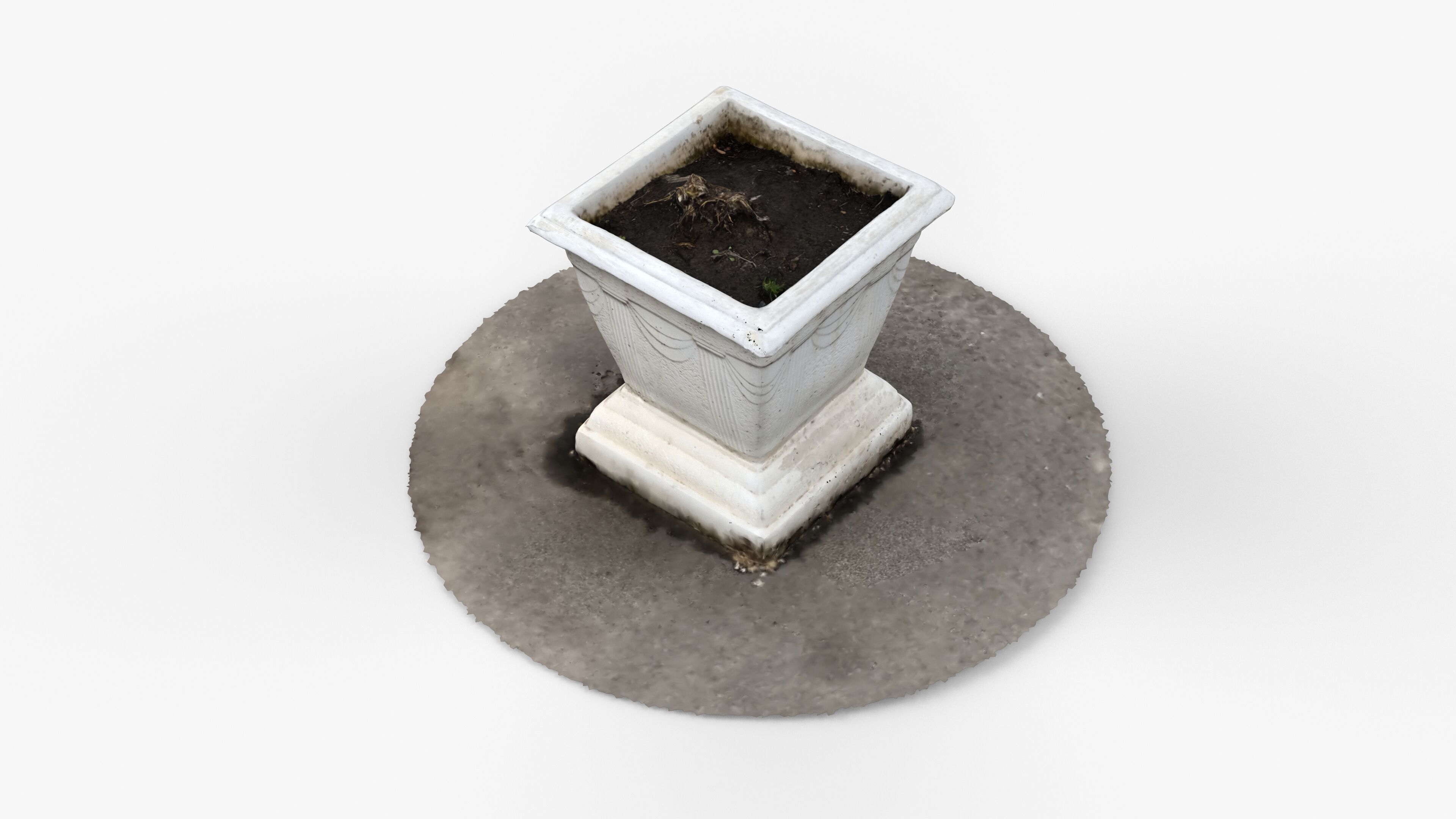 Photorealistic 3D scan of concrete empty planter Low-poly 3D model_7