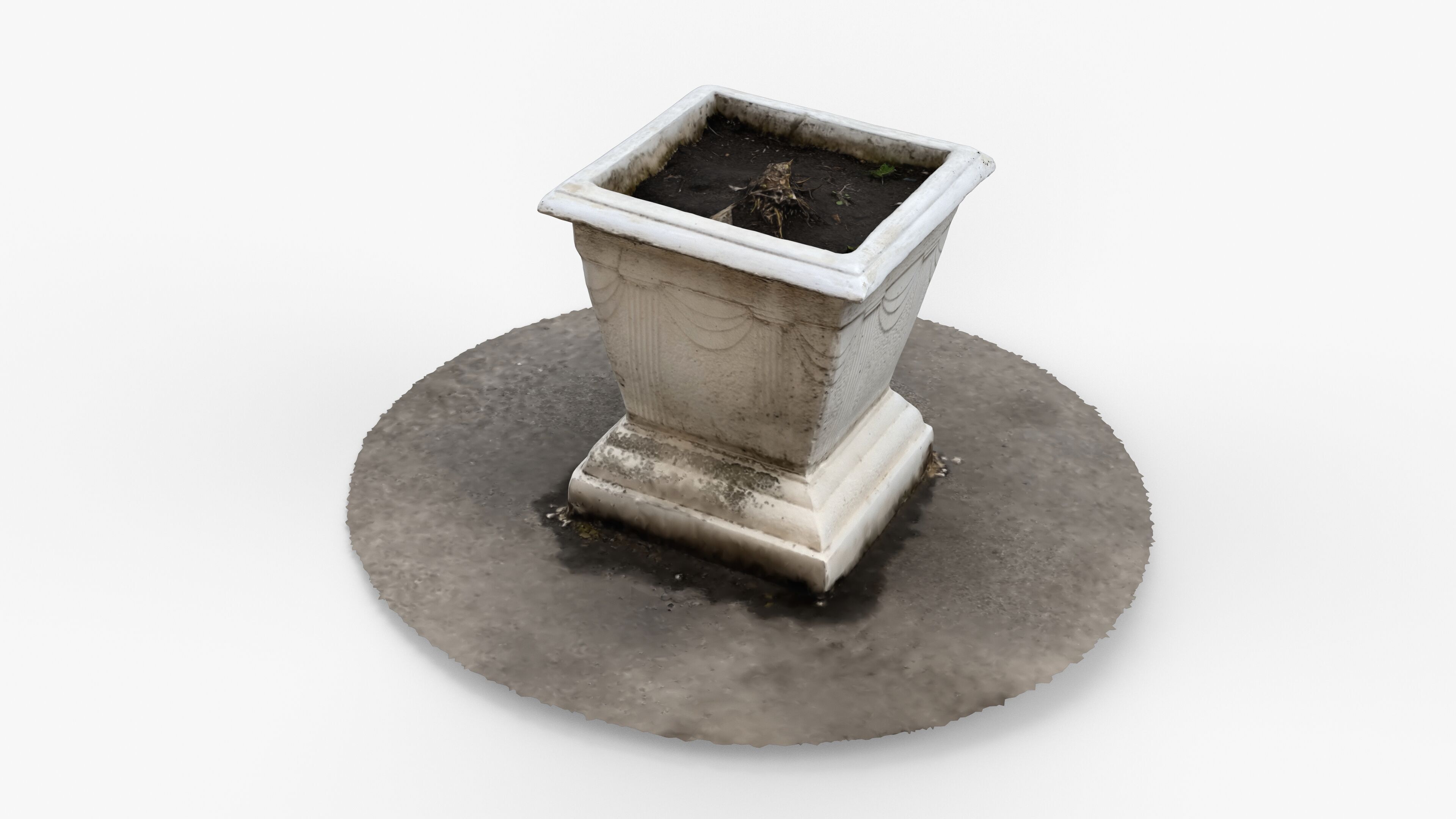 Photorealistic 3D scan of concrete empty planter Low-poly 3D model_3