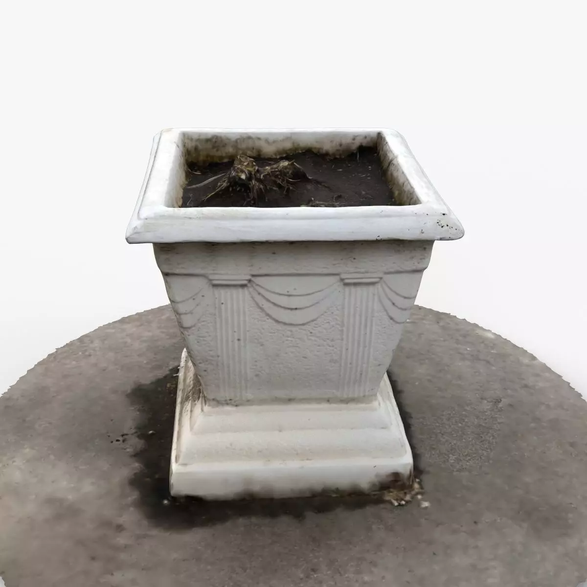 Photorealistic 3D scan of concrete empty planter Low-poly 3D model_0