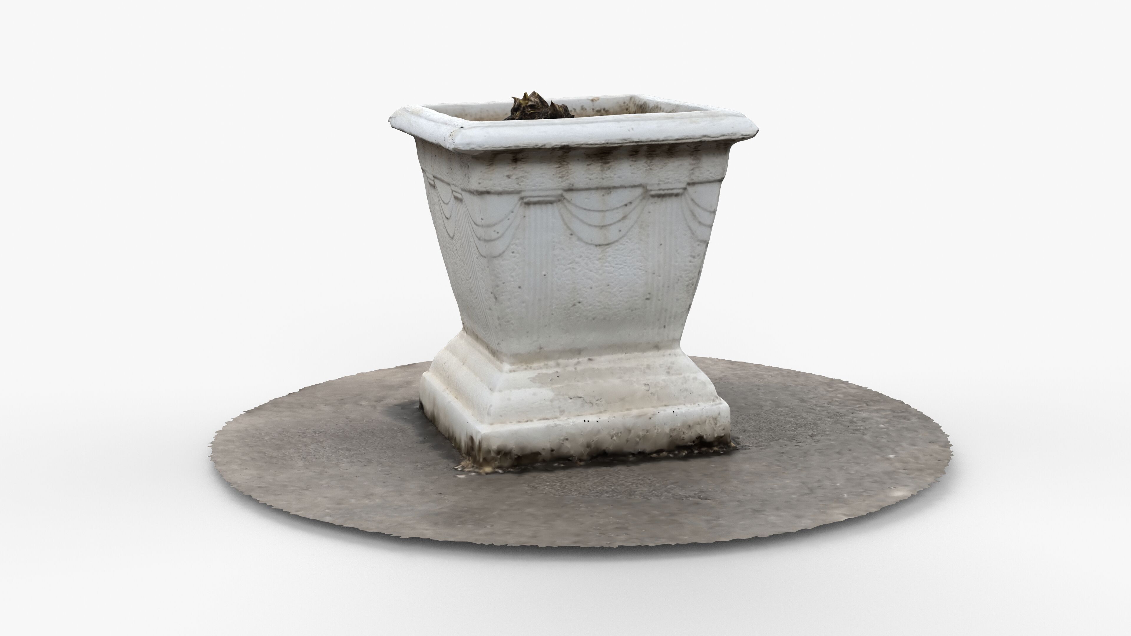 Photorealistic 3D scan of concrete empty planter Low-poly 3D model_14