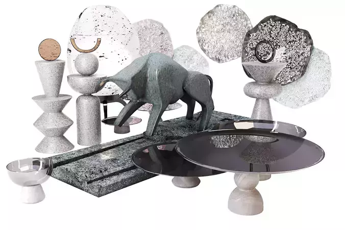 Decorative Set with a Bull sculpture