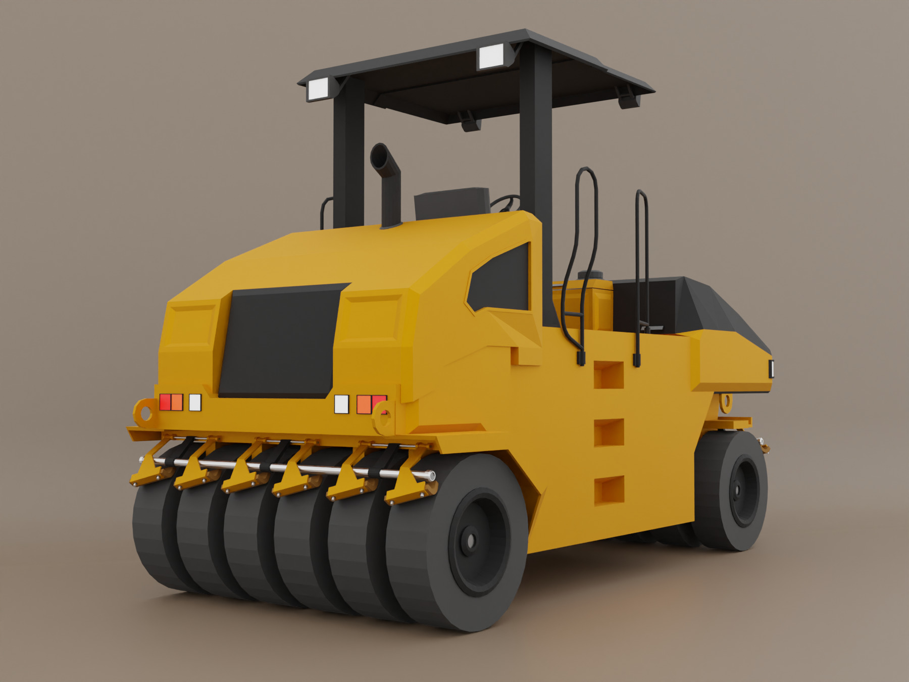 Pneumatic Roller - Heavy Vehicle Low-poly 3D model_3
