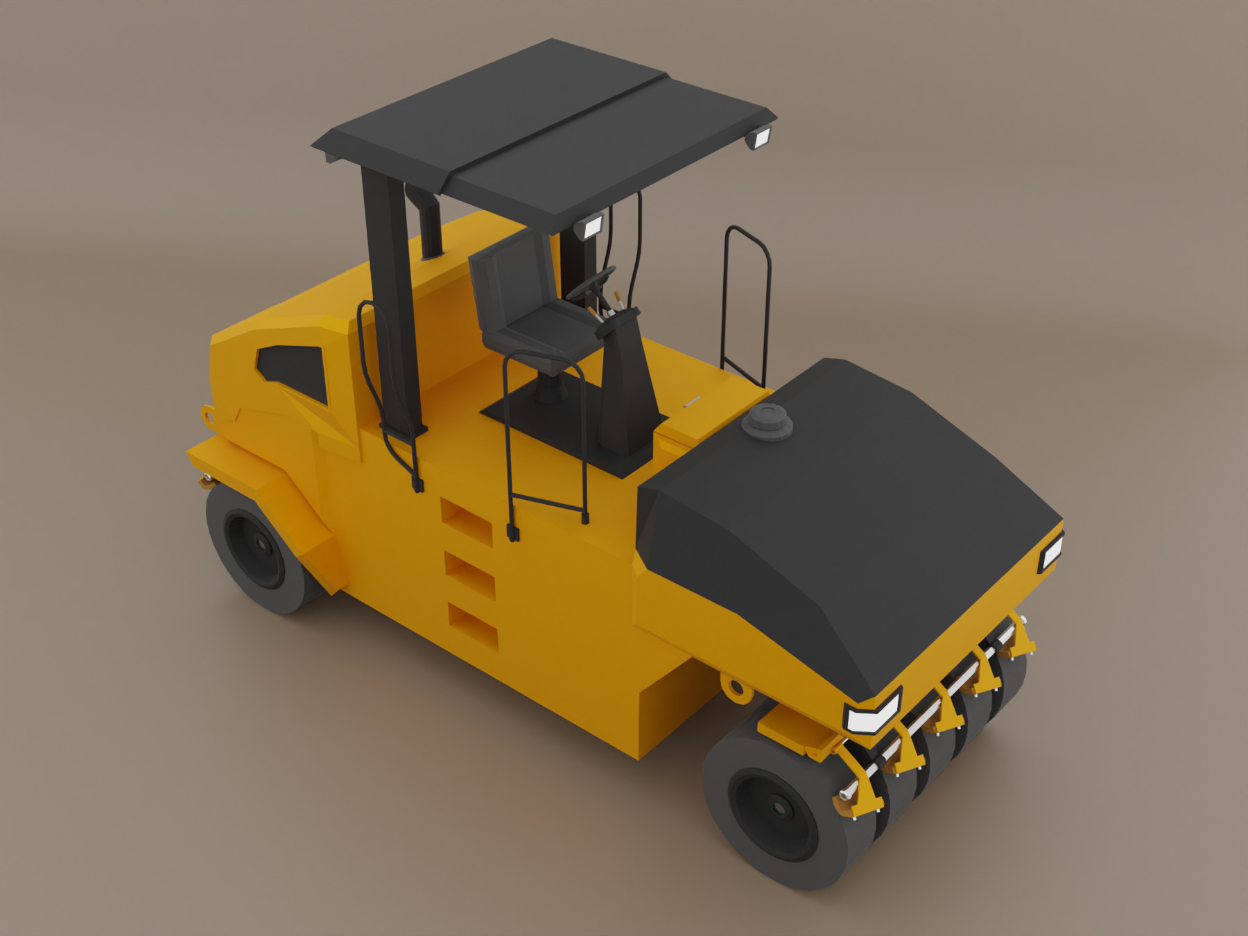 Pneumatic Roller - Heavy Vehicle Low-poly 3D model_2