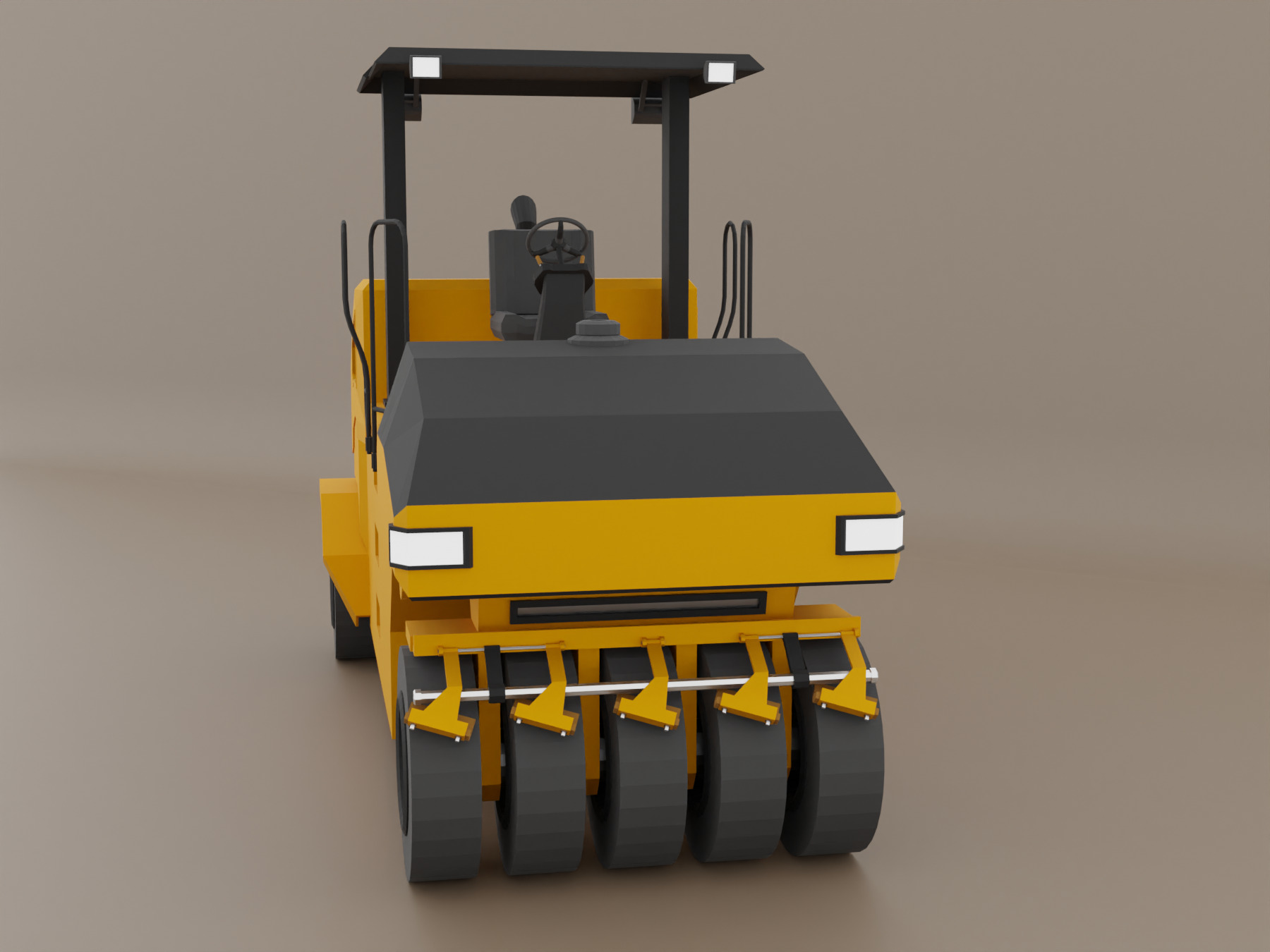 Pneumatic Roller - Heavy Vehicle Low-poly 3D model_4