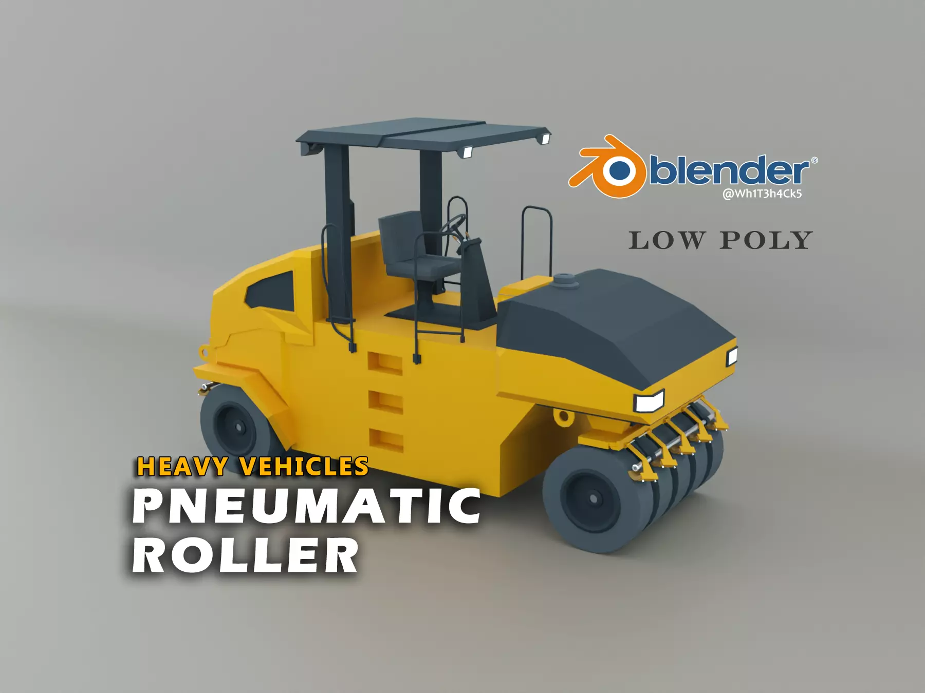 Pneumatic Roller - Heavy Vehicle Low-poly 3D model_0