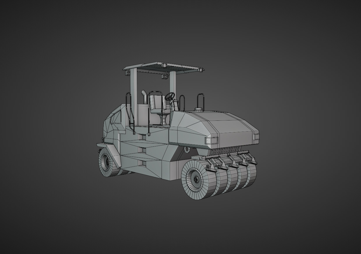 Pneumatic Roller - Heavy Vehicle Low-poly 3D model_12