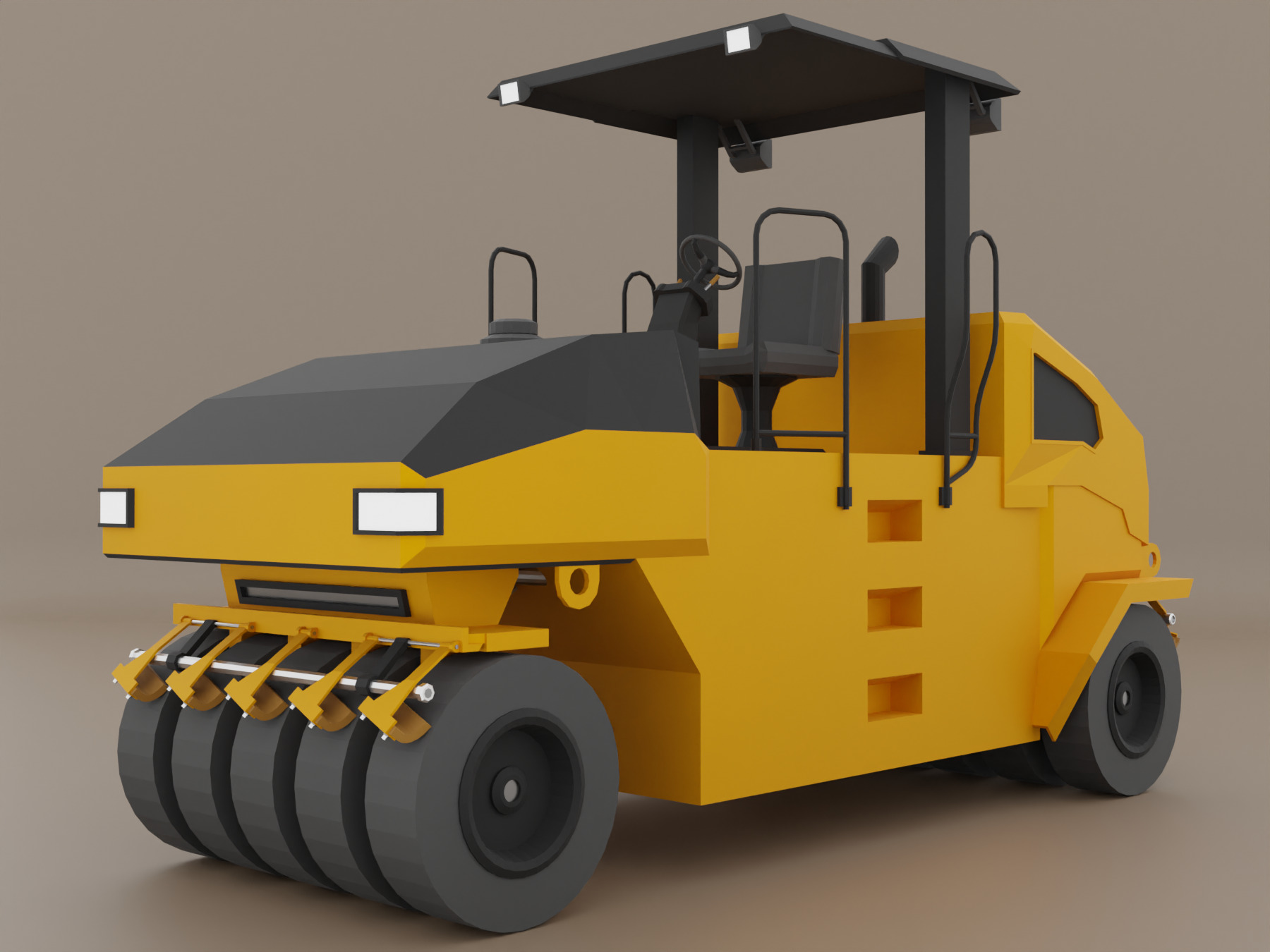 Pneumatic Roller - Heavy Vehicle Low-poly 3D model_5