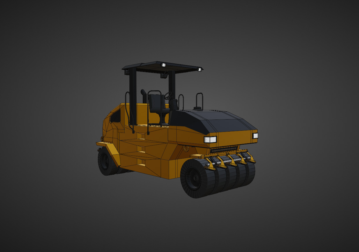 Pneumatic Roller - Heavy Vehicle Low-poly 3D model_11