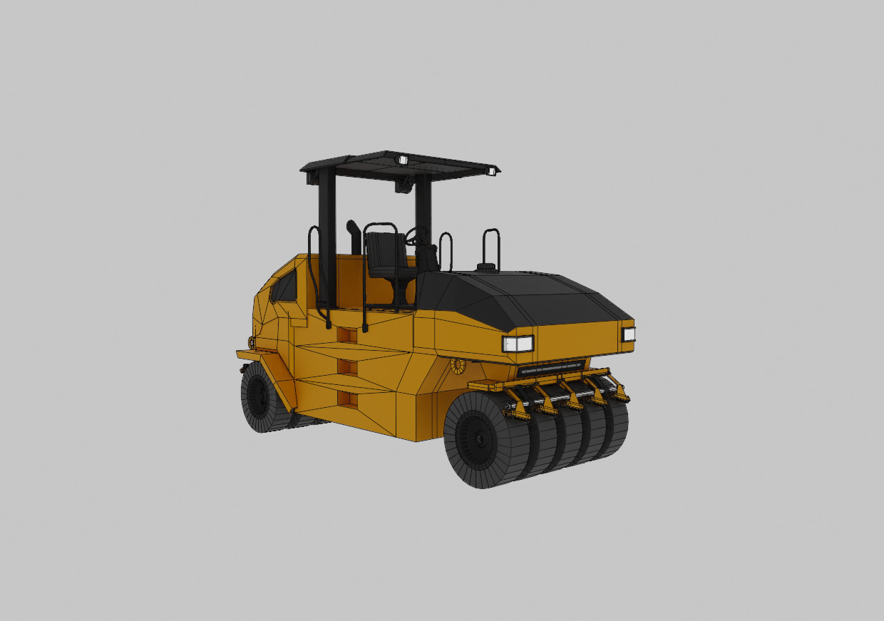 Pneumatic Roller - Heavy Vehicle Low-poly 3D model_10