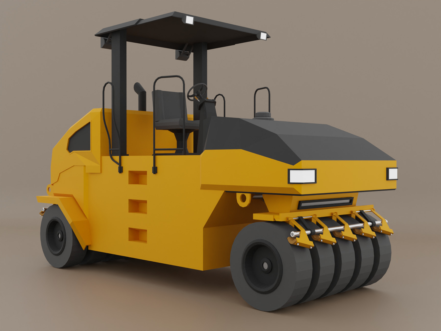 Pneumatic Roller - Heavy Vehicle Low-poly 3D model_1