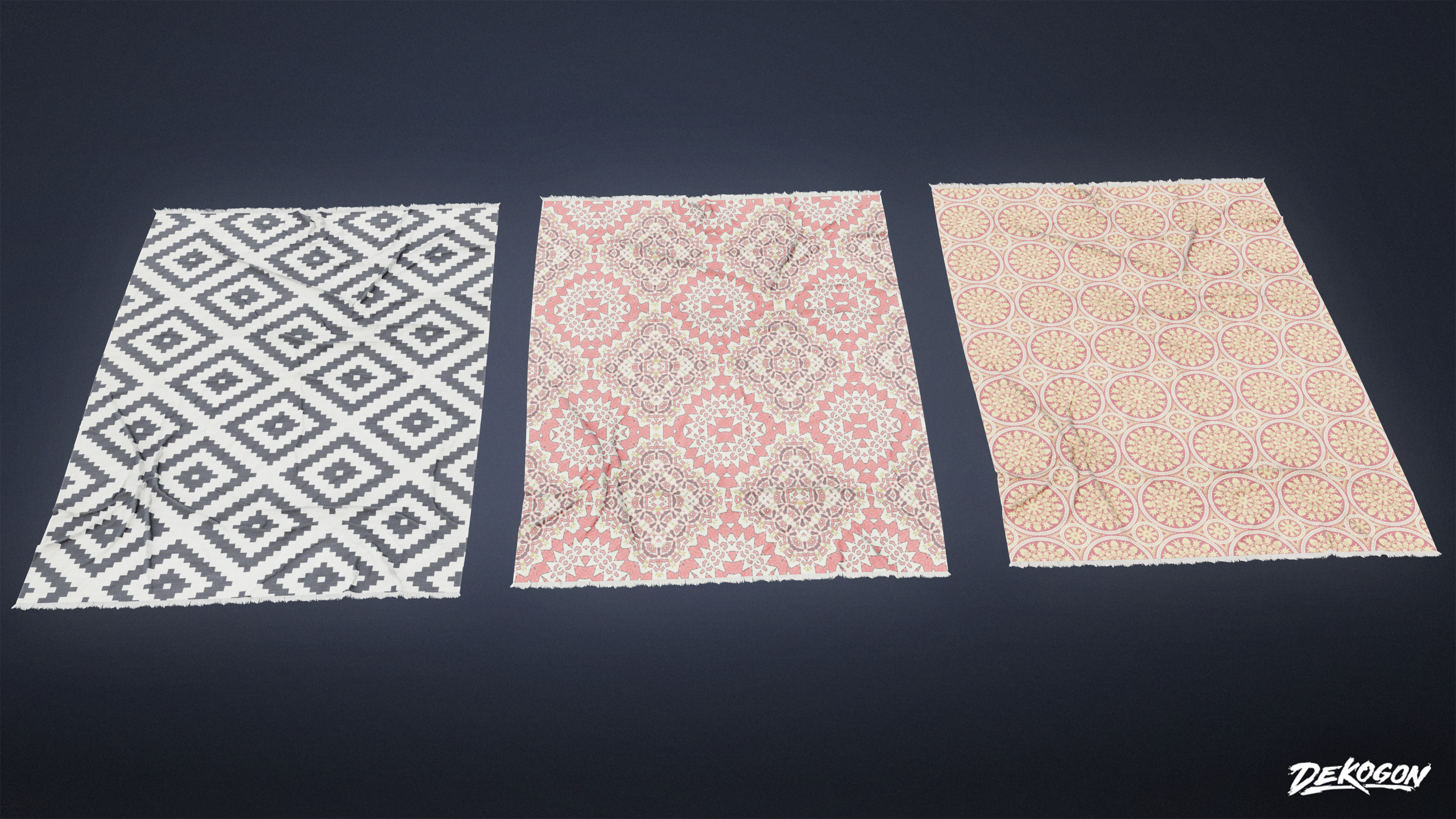 SUBURBS - Rug Set 19 - LOW POLY AND NANITE Low-poly 3D model_3