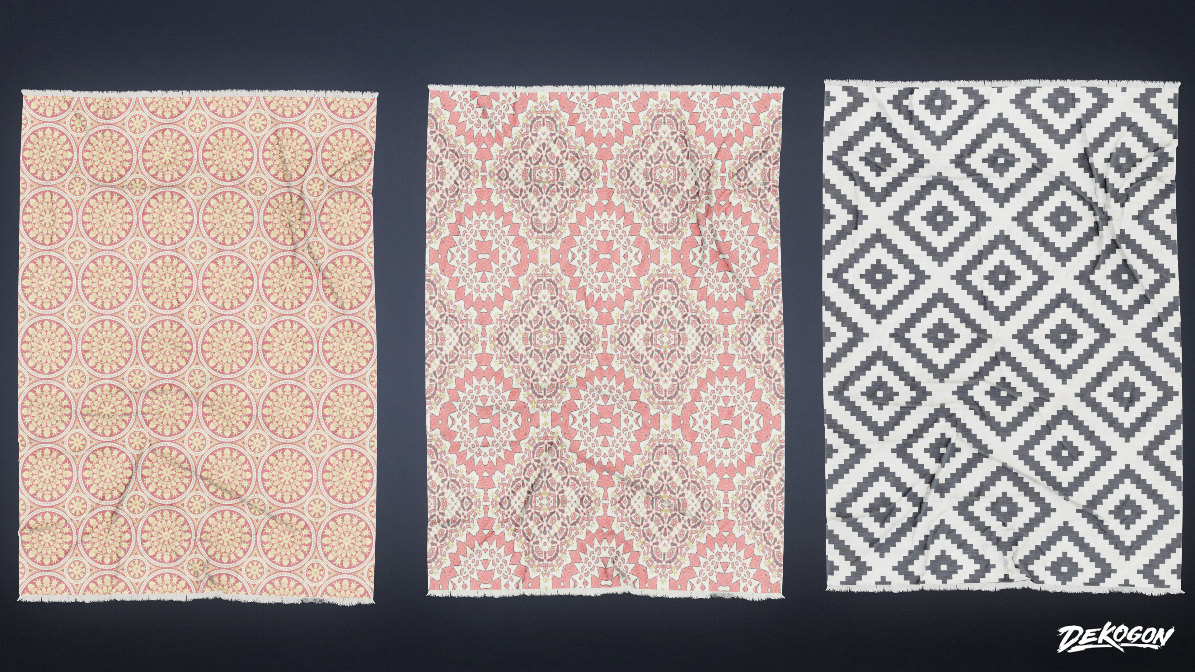 SUBURBS - Rug Set 19 - LOW POLY AND NANITE Low-poly 3D model_1