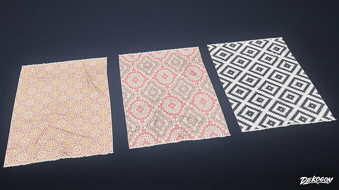 SUBURBS - Rug Set 19 - LOW POLY AND NANITE Low-poly 3D model