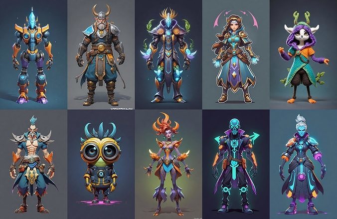 Base metahero bundle 11 pack 100 fbx Low-poly 3D model